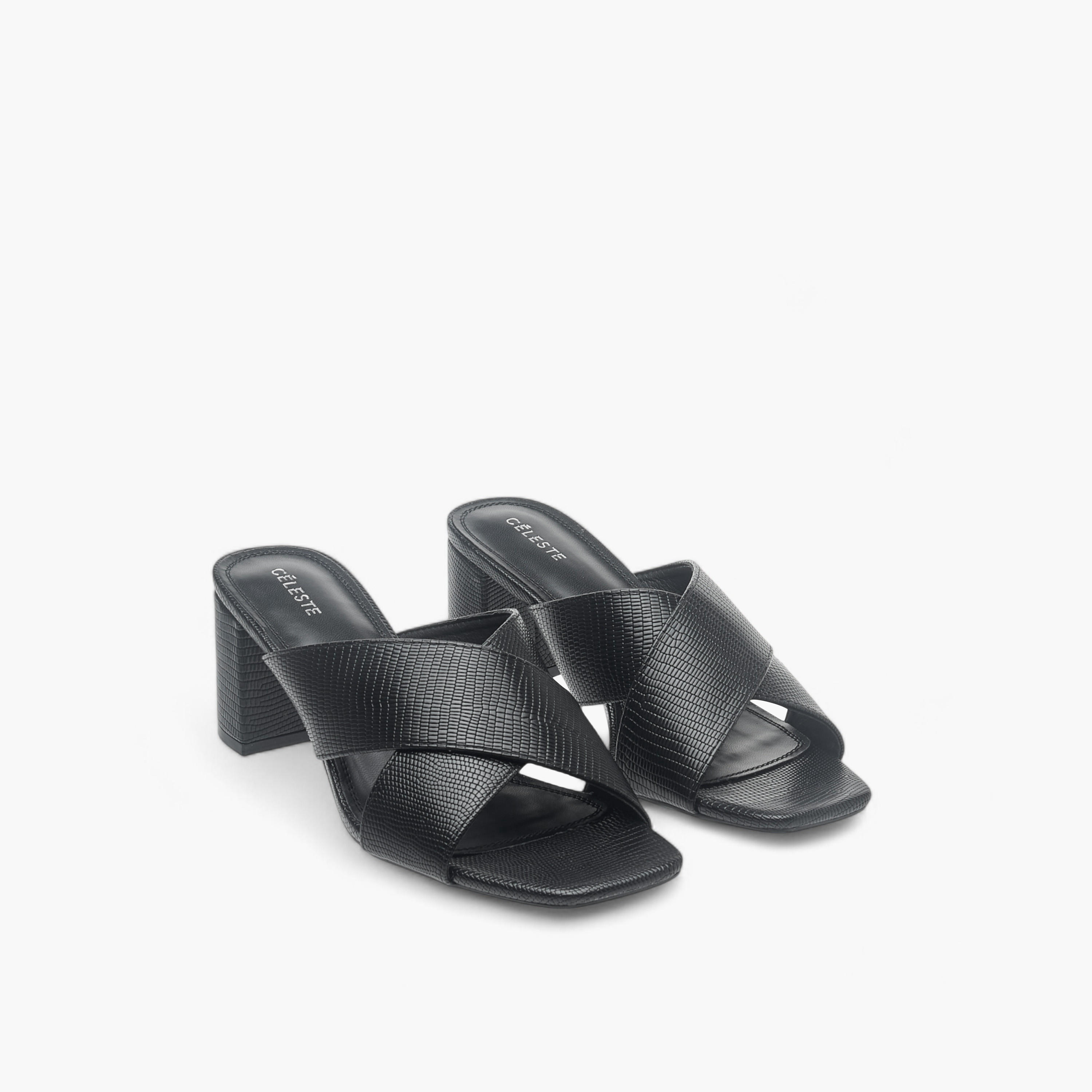 Celeste Women's Textured Cross-Strap Slip-On Sandals with Block Heels-women-shoes-sandals-heeled-image-1