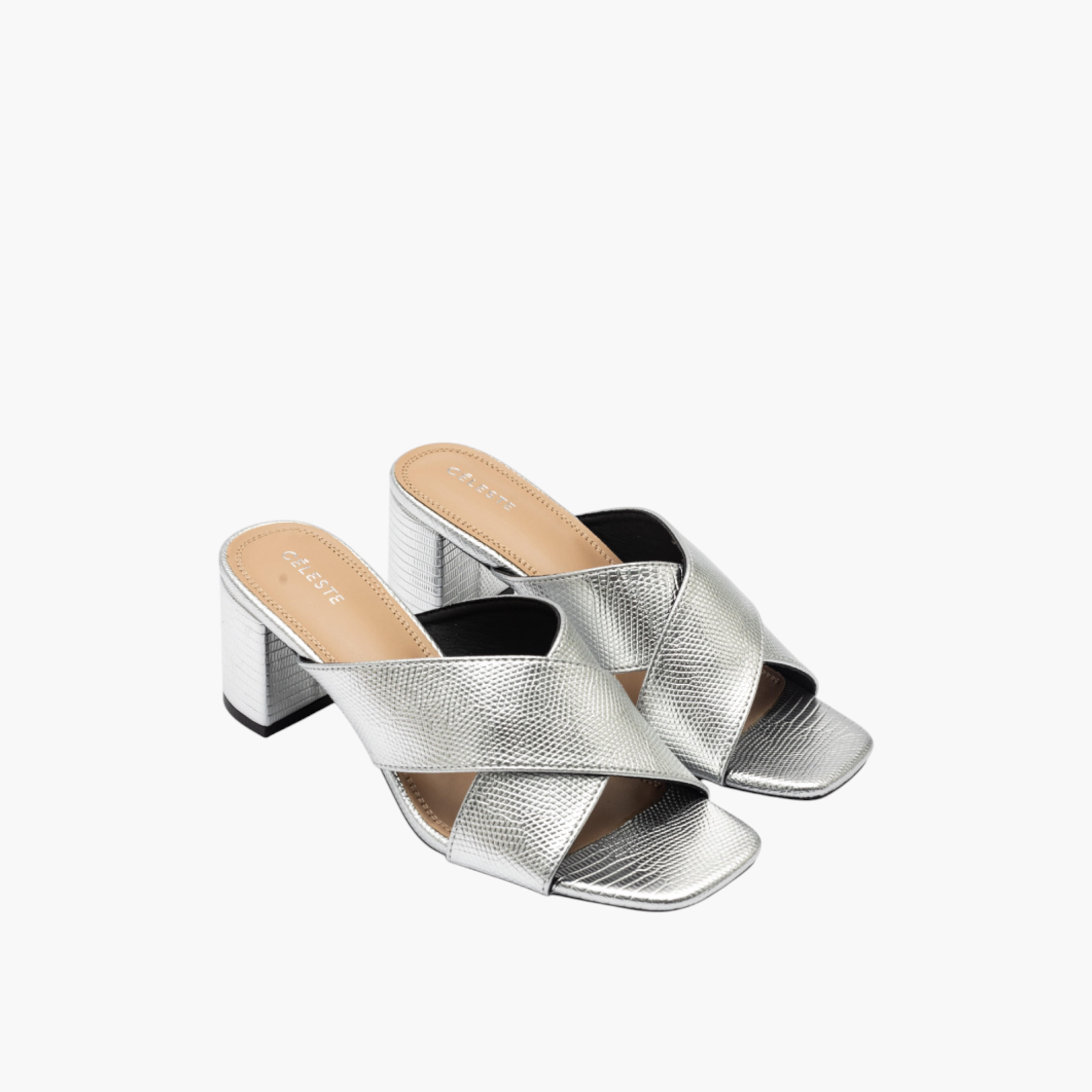 Celeste Women's Textured Cross-Strap Slip-On Sandals with Block Heels-women-shoes-sandals-heeled-image-1