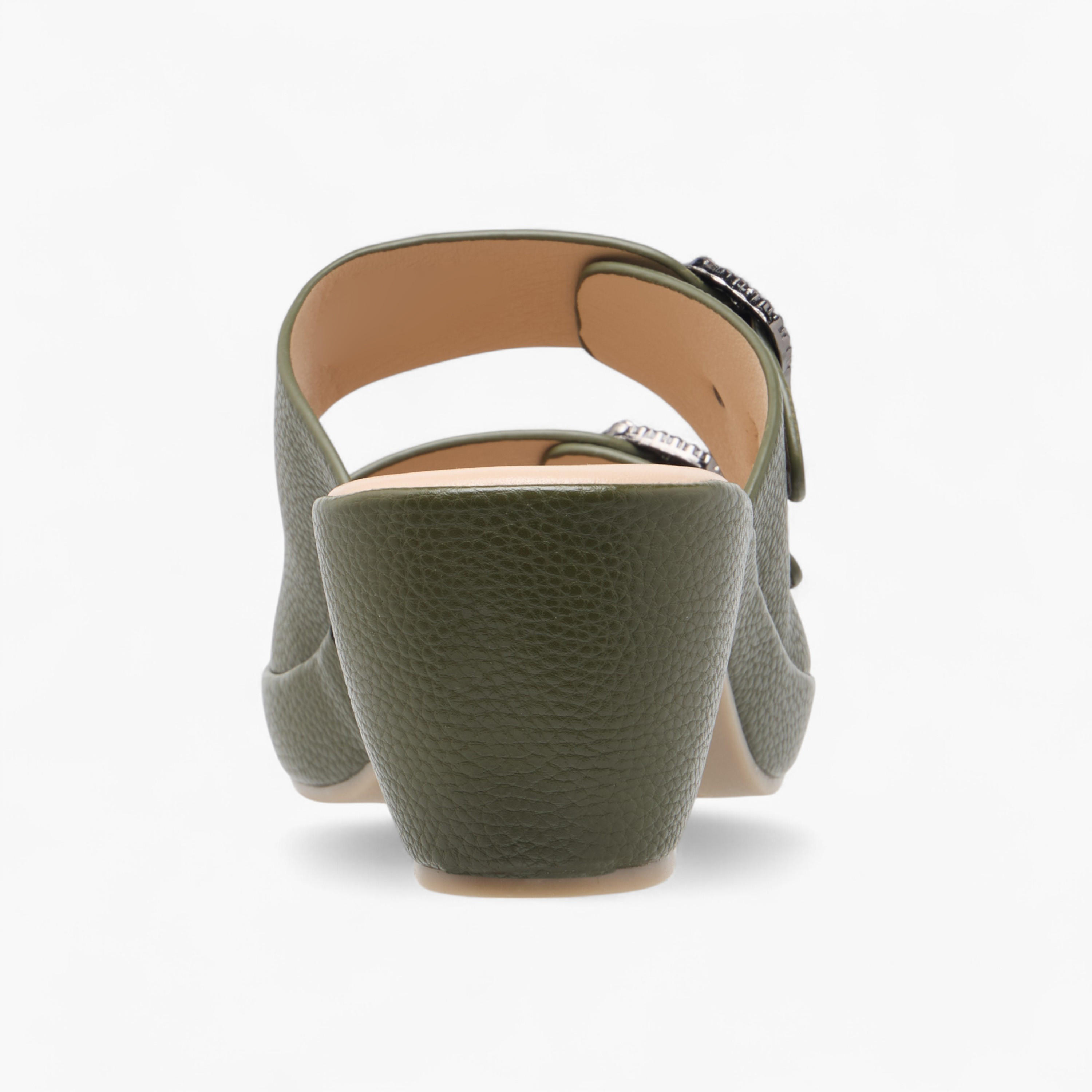 Le Confort Textured Slip-On Comfort Sandals with Embellished Buckle Accent-women-shoes-sandals-heeled-image-5