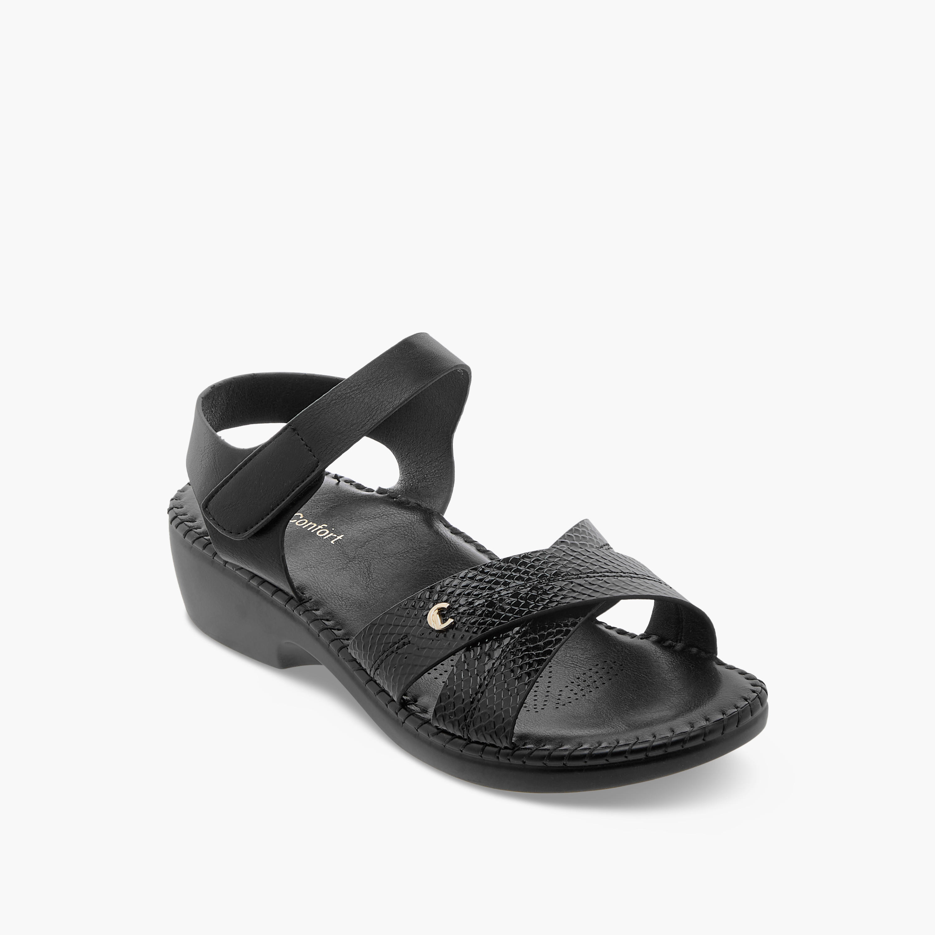 Le Confort Cross Strap Sandals with Hook and Loop Closure-women-shoes-sandals-heeled-image-2