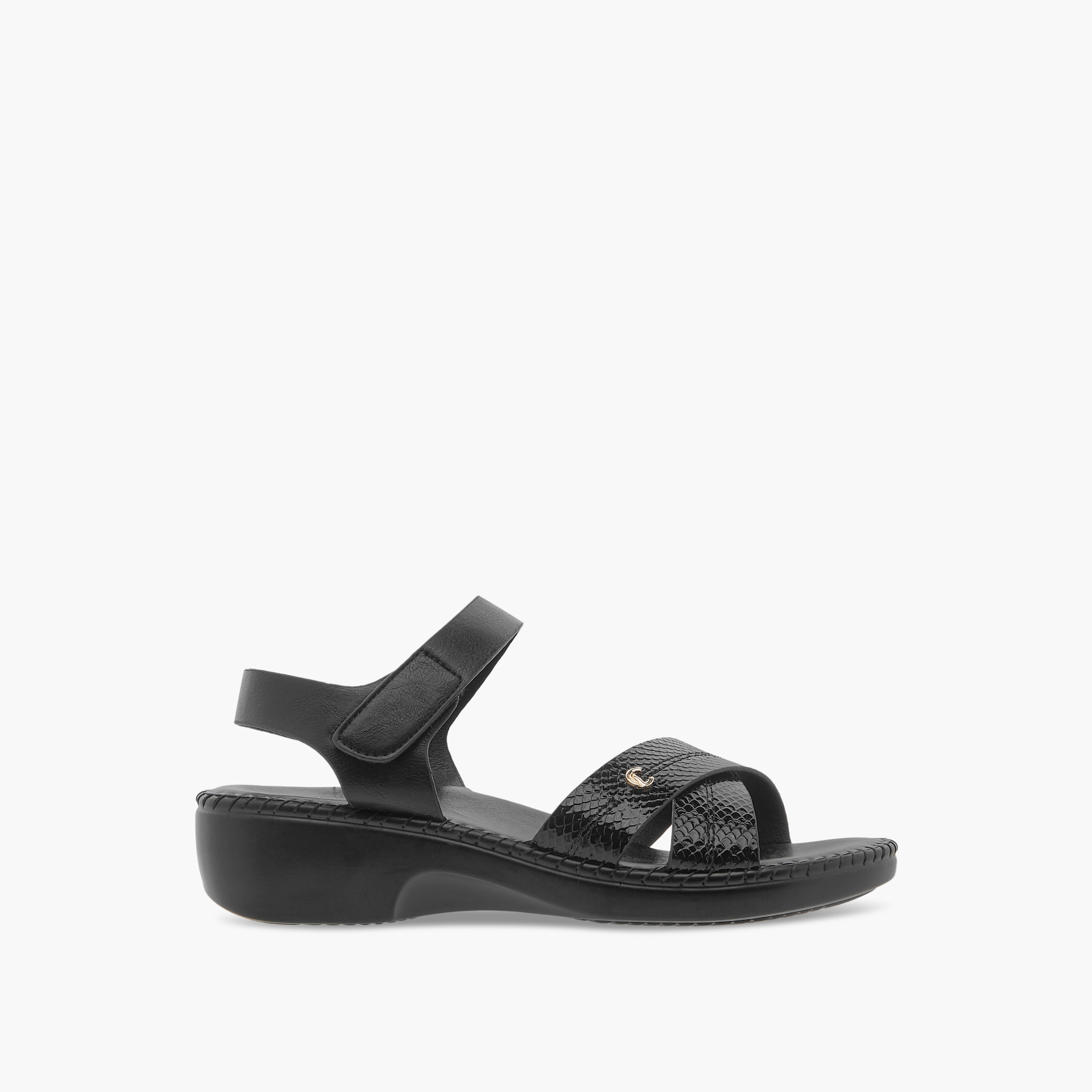 Le Confort Cross Strap Sandals with Hook and Loop Closure-women-shoes-sandals-heeled-image-3