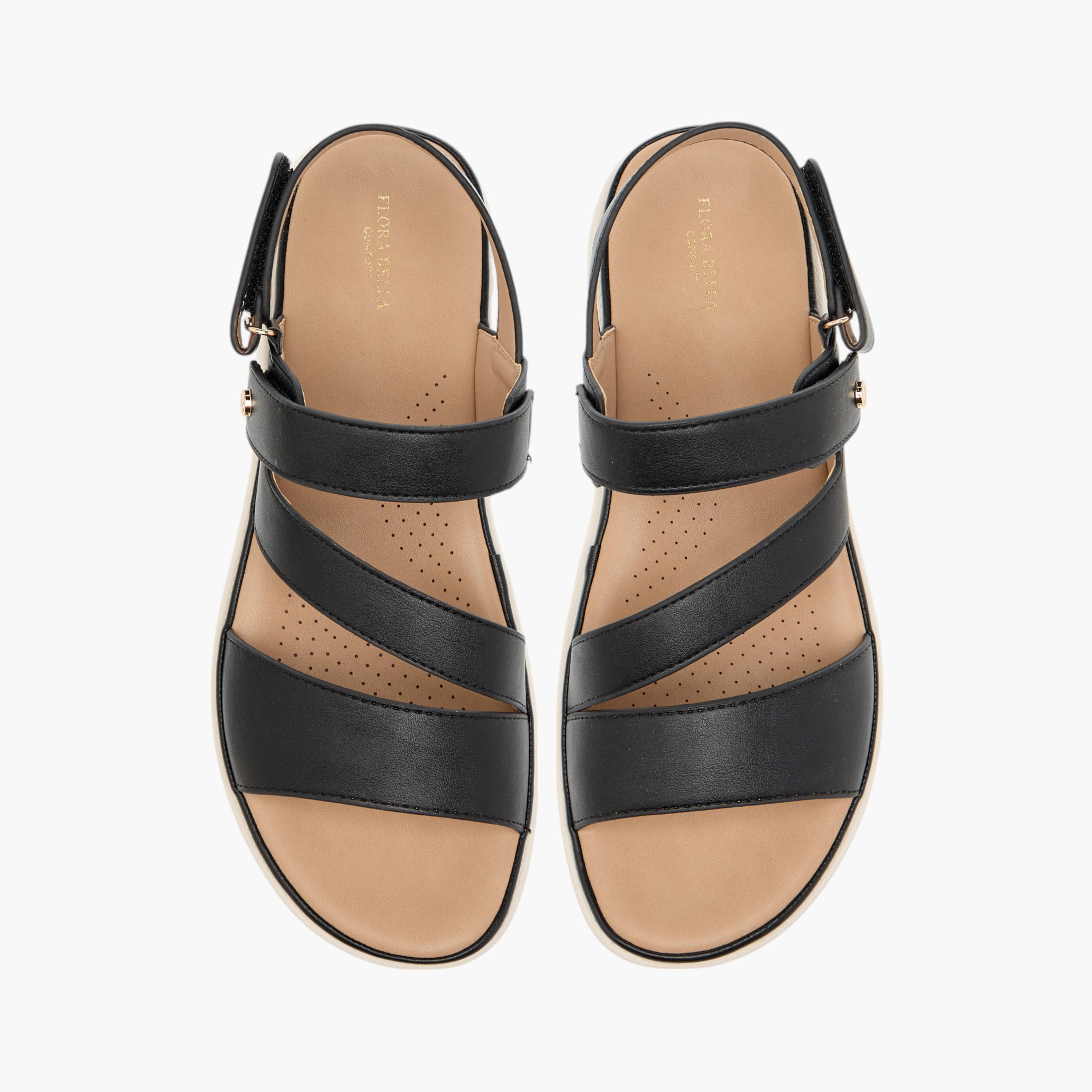 صندل مريح سادة بشريط إغلاق لاصق من فلورا بيلا-women-shoes-flats-sandals-image-1