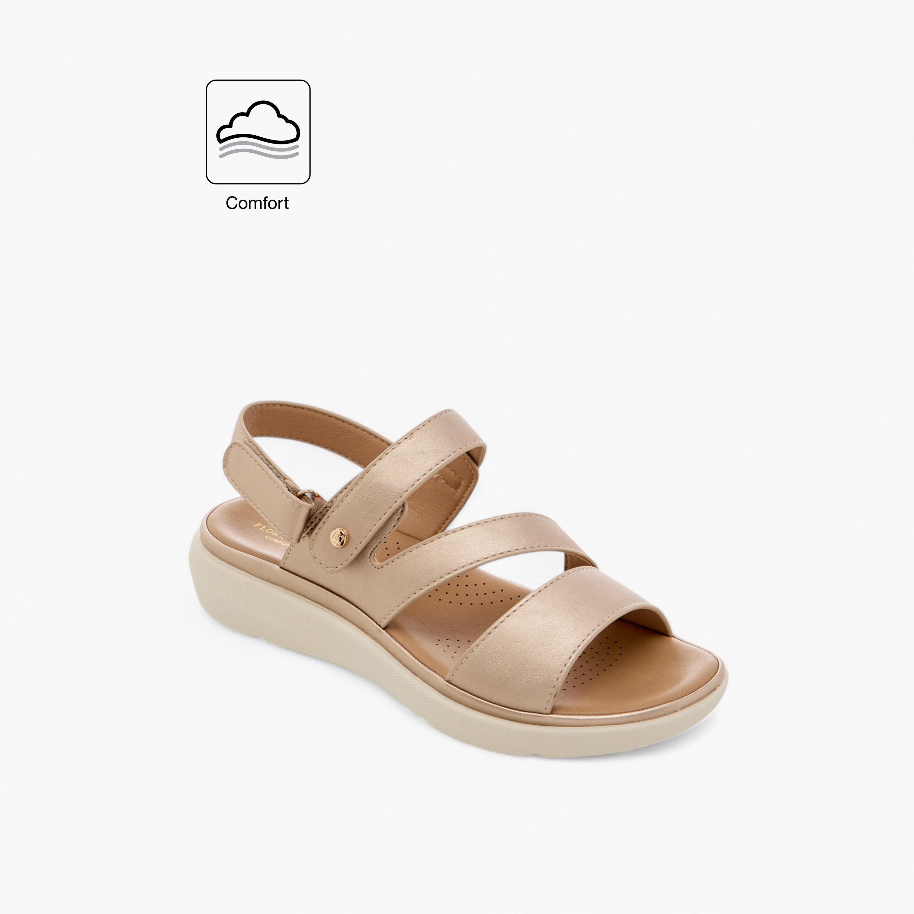 Flora Bella Solid Comfort Sandals with Hook and Loop Closure-women-shoes-flats-sandals-image-2