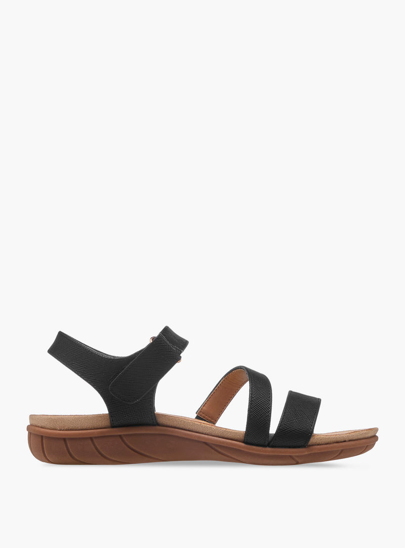 Flora Bella Textured Strap Sandals with Hook and Loop Closure-women-shoes-flats-sandals-image-3