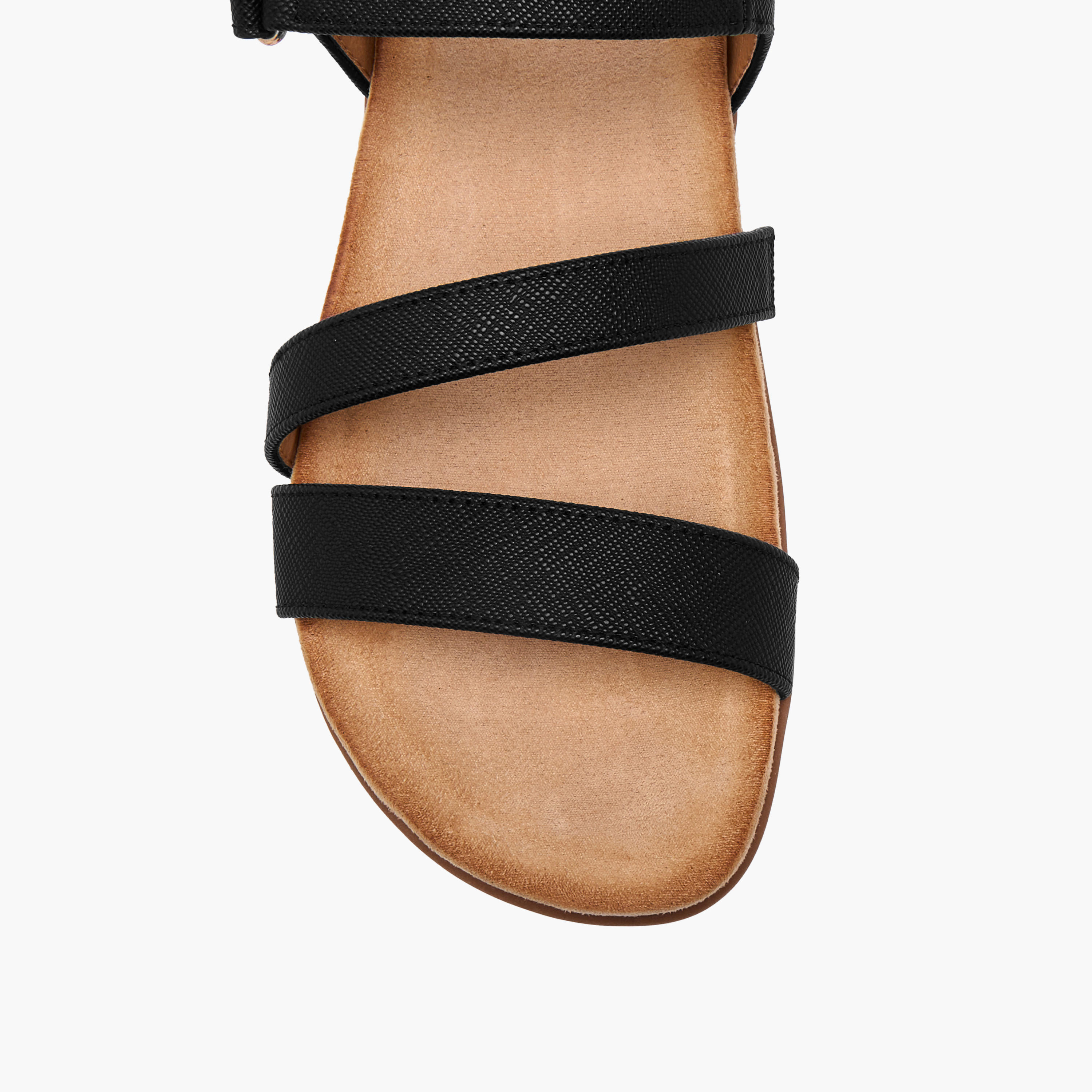Flora Bella Textured Strap Sandals with Hook and Loop Closure-women-shoes-flats-sandals-image-4