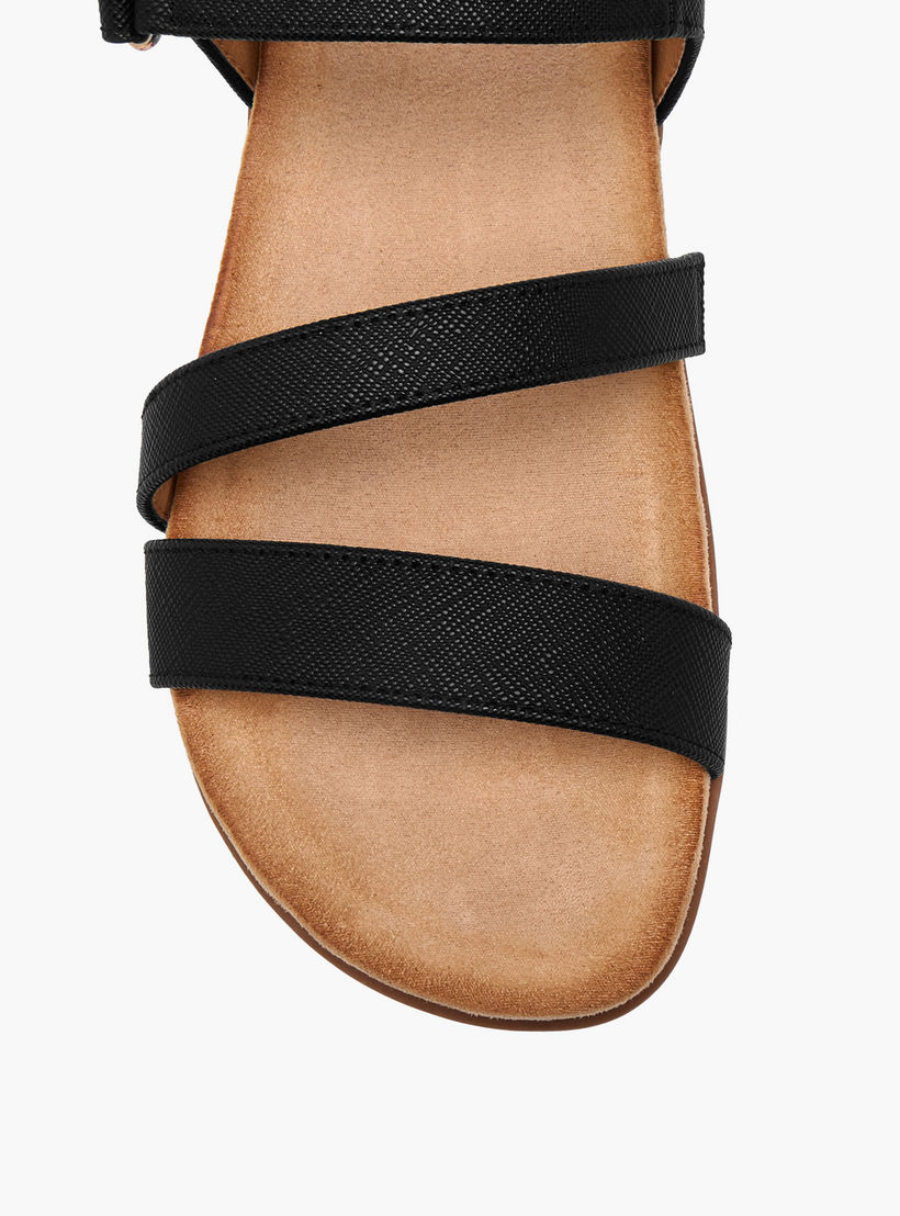 Flora Bella Textured Strap Sandals with Hook and Loop Closure-women-shoes-flats-sandals-image-4