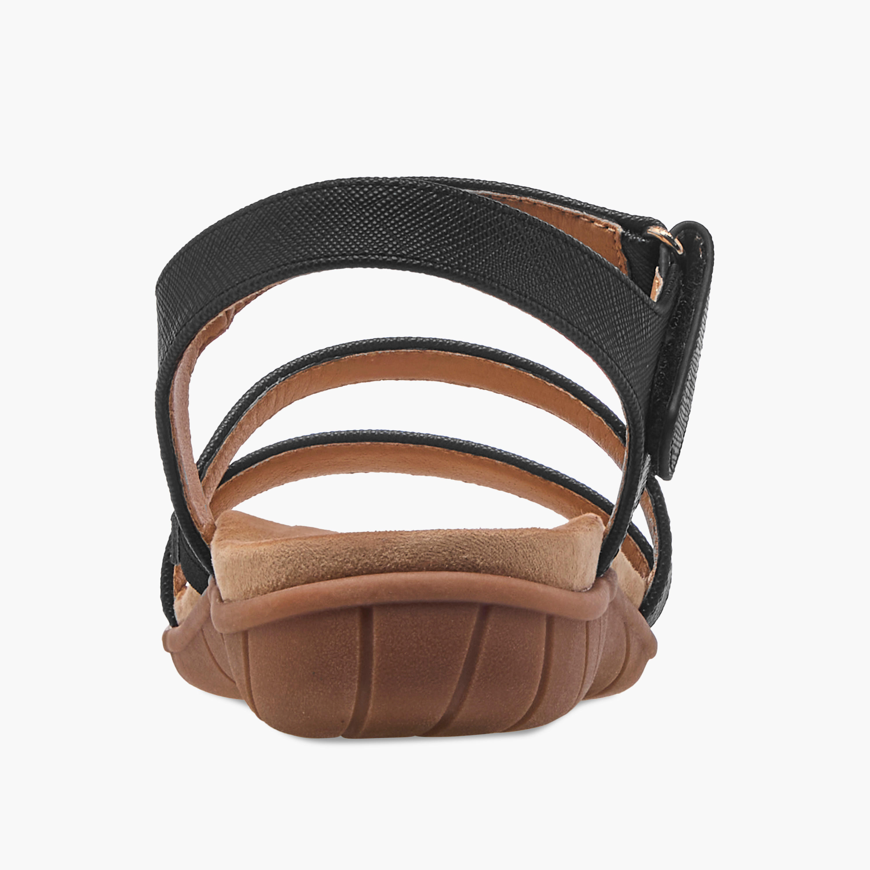 Flora Bella Textured Strap Sandals with Hook and Loop Closure-women-shoes-flats-sandals-image-5