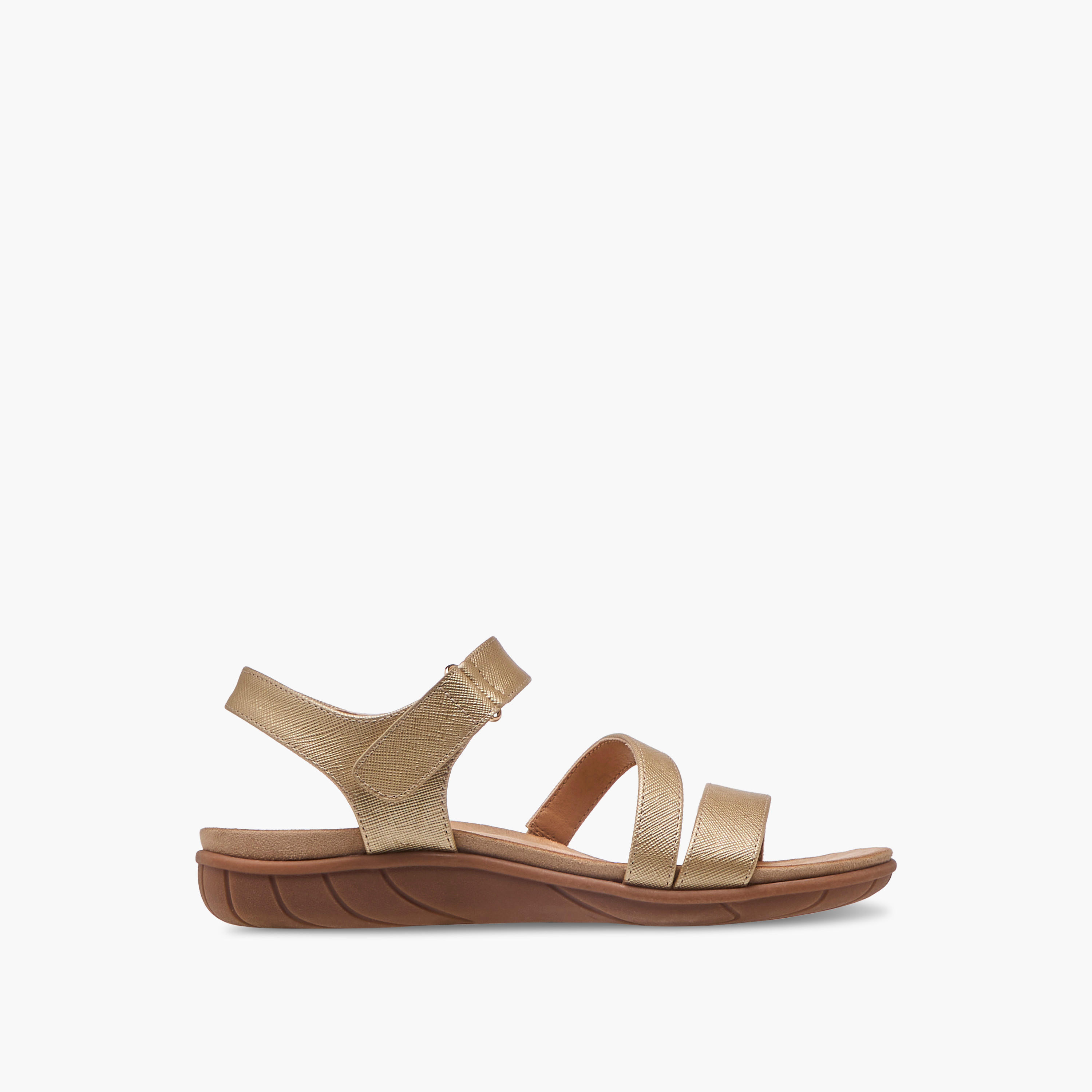 Flora Bella Textured Strap Sandals with Hook and Loop Closure-women-shoes-flats-sandals-image-3