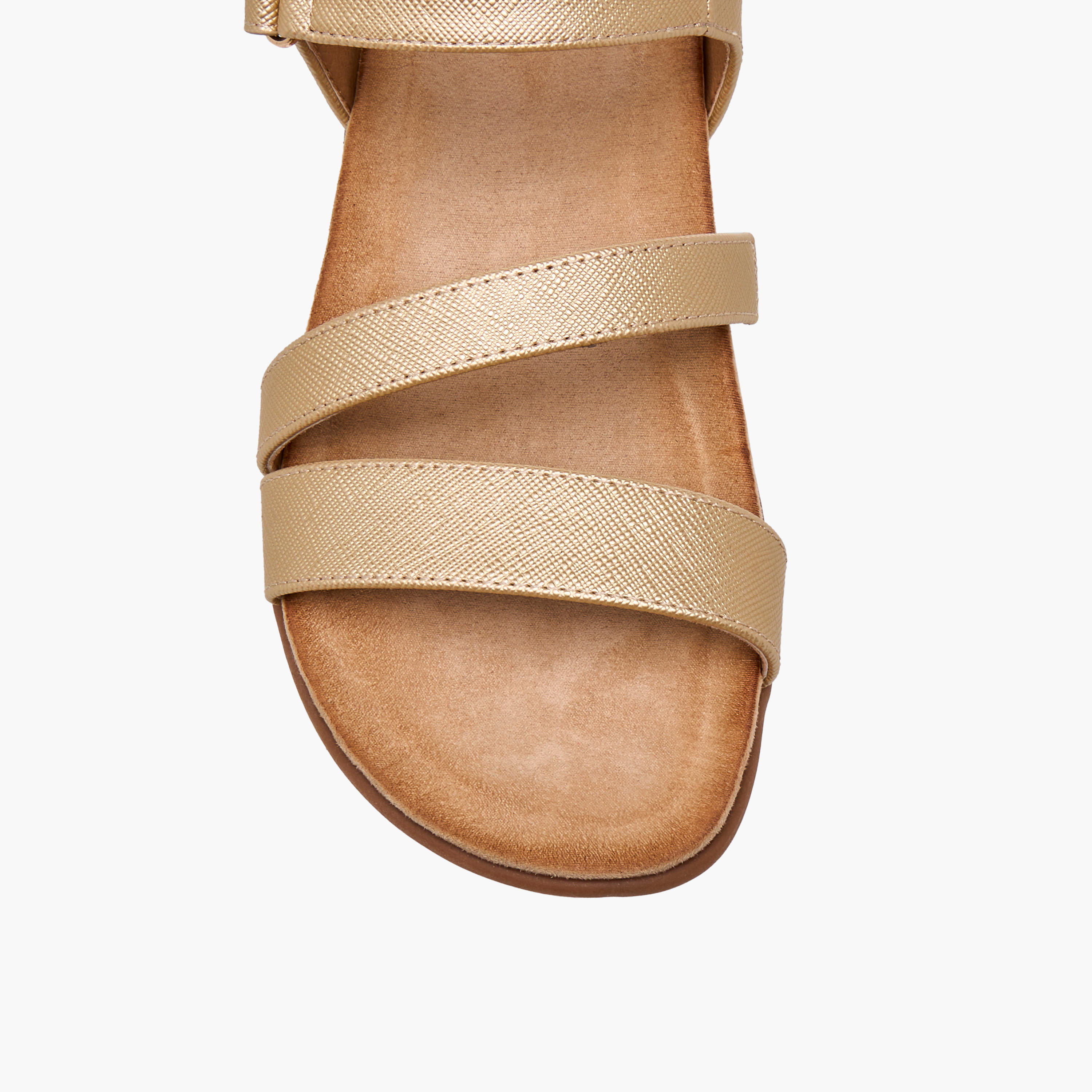 Flora Bella Textured Strap Sandals with Hook and Loop Closure-women-shoes-flats-sandals-image-4
