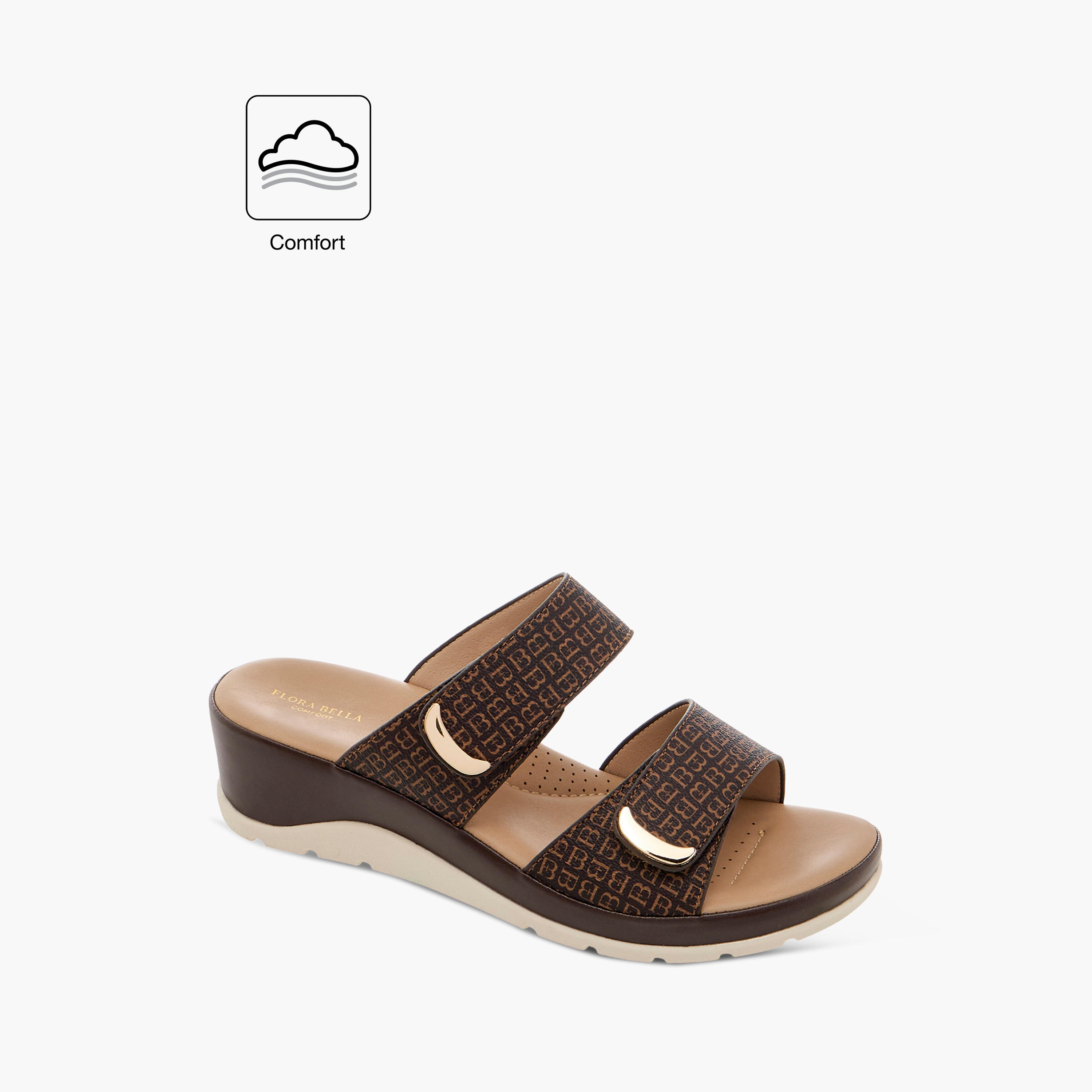 صندل مريح سهل الارتداء بطبعات مونوجرام من فلورا بيلا-women-shoes-sandals-heeled-image-2