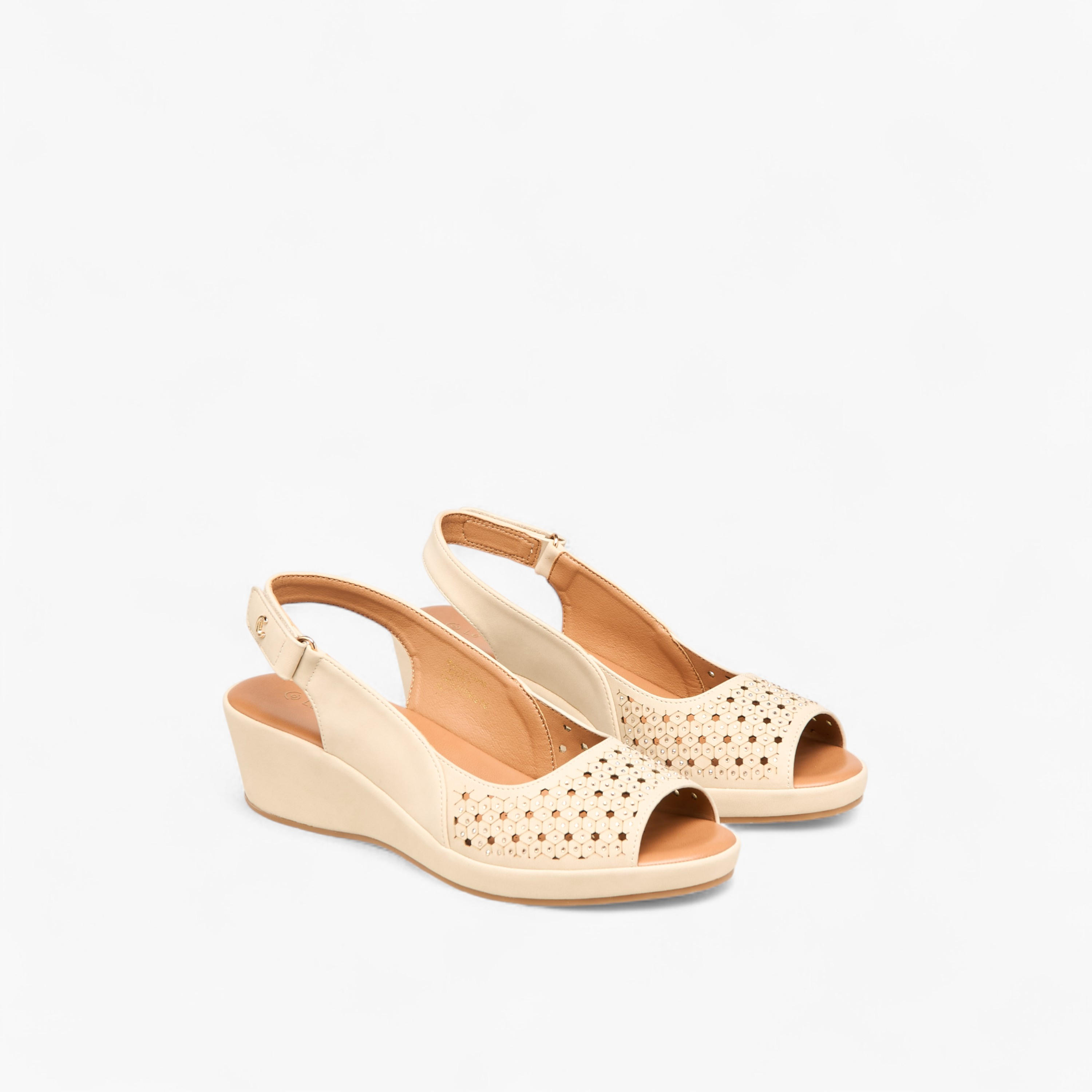 Le Confort Women Cutout Detail Wedge Heel Sandals-women-shoes-sandals-heeled-image-1