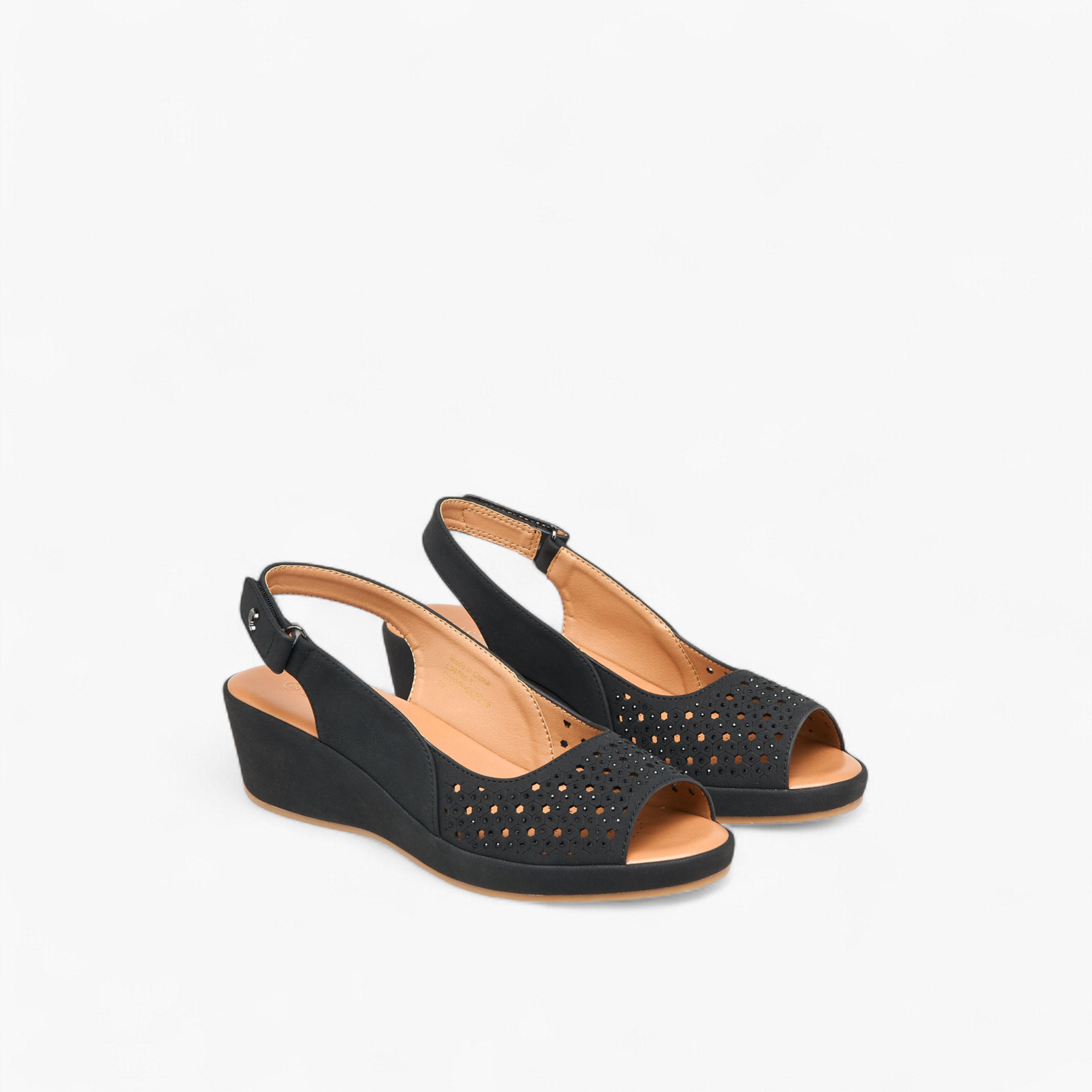 Le Confort Women Cutout Detail Wedge Heel Sandals-women-shoes-sandals-heeled-image-1