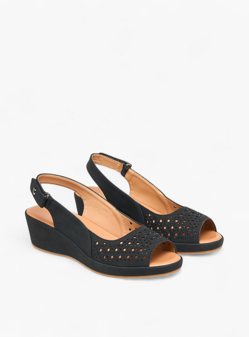 Le Confort Women Cutout Detail Wedge Heel Sandals-women-shoes-sandals-heeled-image-1