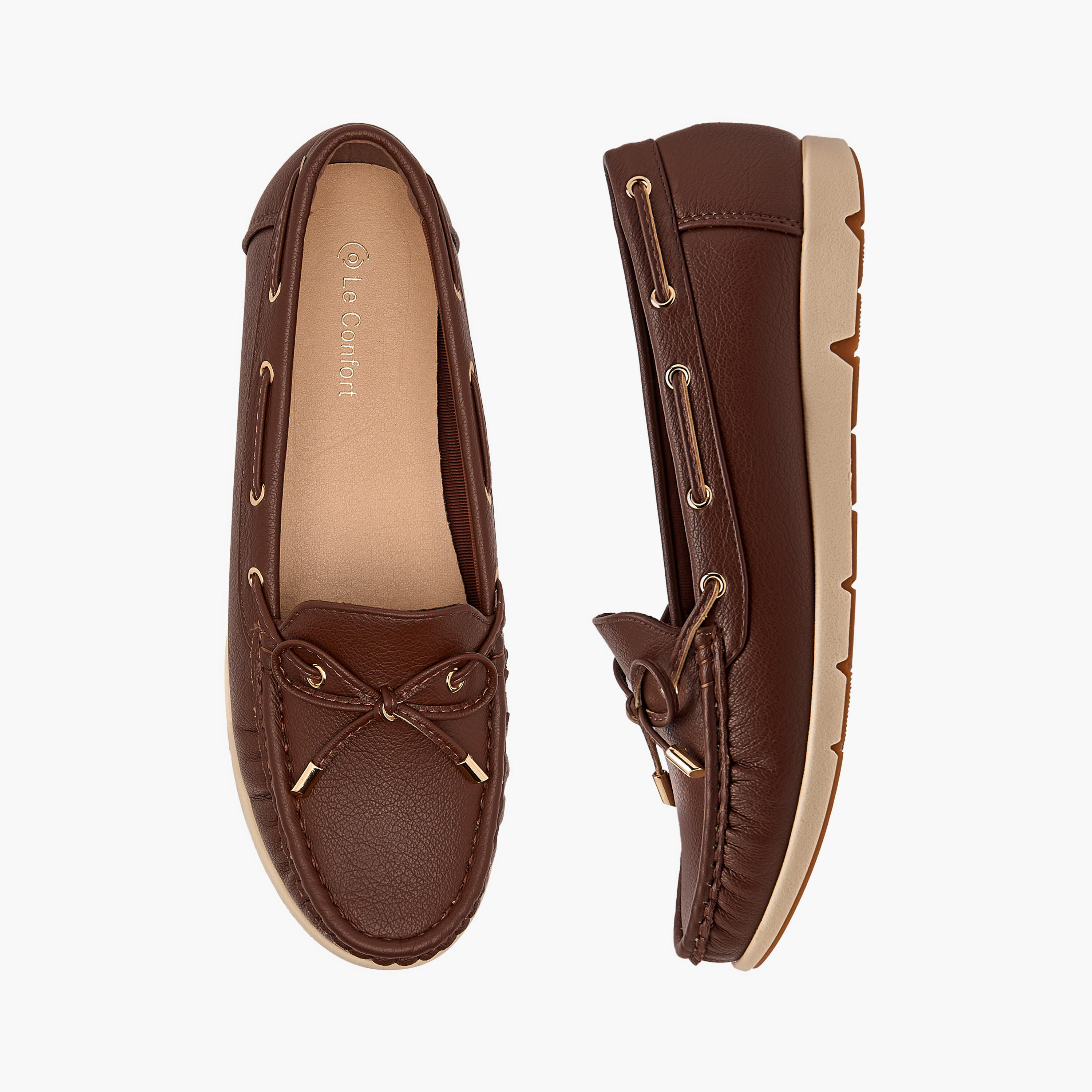 Le Confort Textured Bow Accent Slip-On Comfort Loafers-women-shoes-loafersandmoccasins-image-1