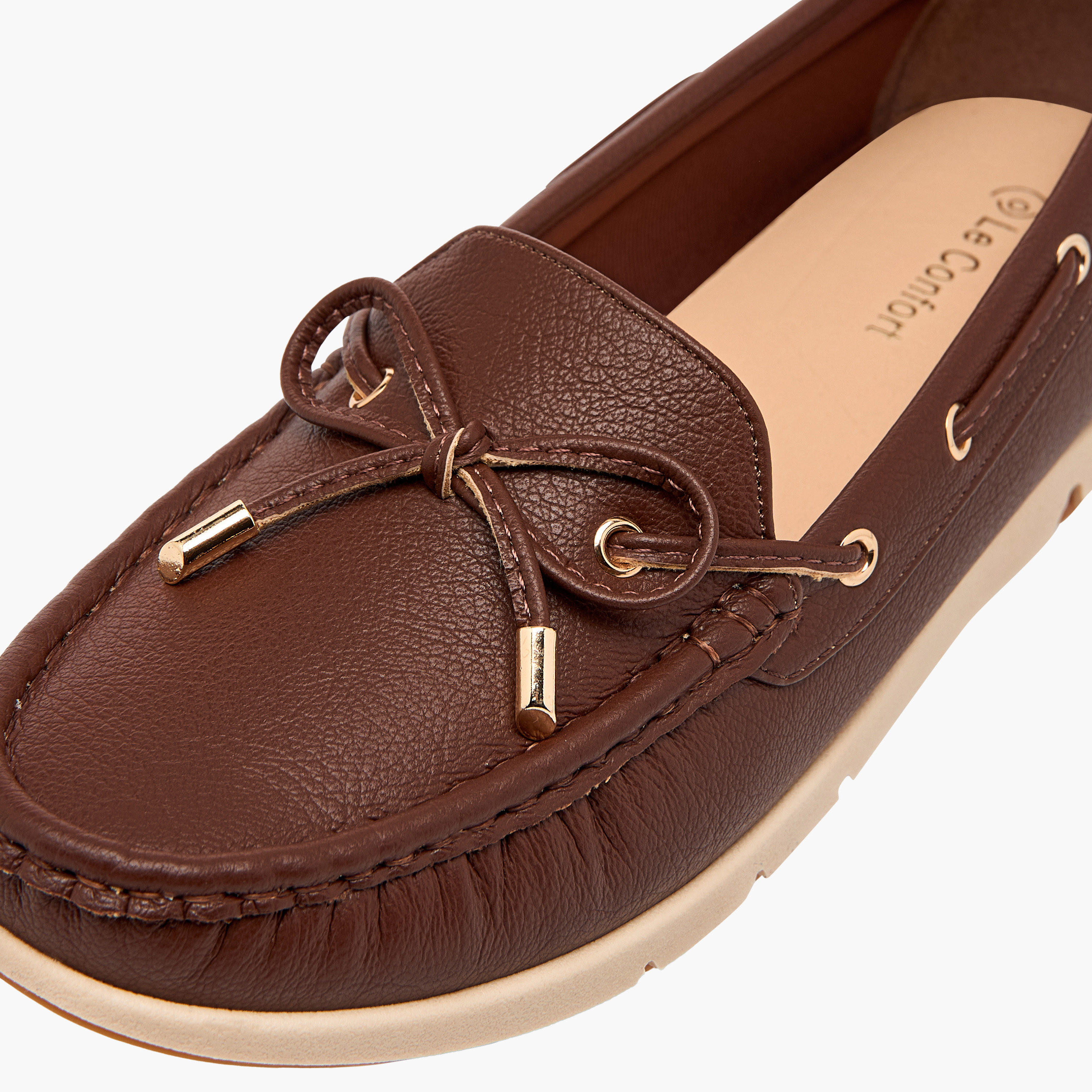 Le Confort Textured Bow Accent Slip-On Comfort Loafers-women-shoes-loafersandmoccasins-image-4