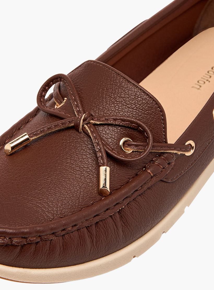 Le Confort Textured Bow Accent Slip-On Comfort Loafers-women-shoes-loafersandmoccasins-image-4