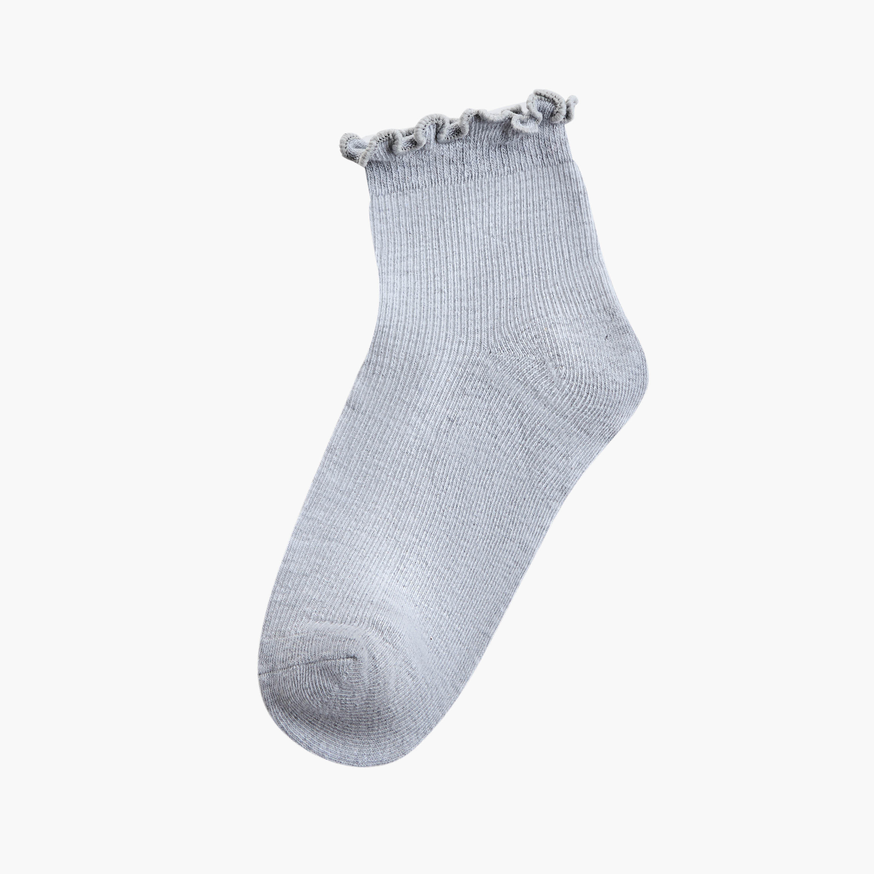 Gloo Textured Ankle Length Socks with Scalloped Hem - Set of 5-women-socksandstockings-image-2