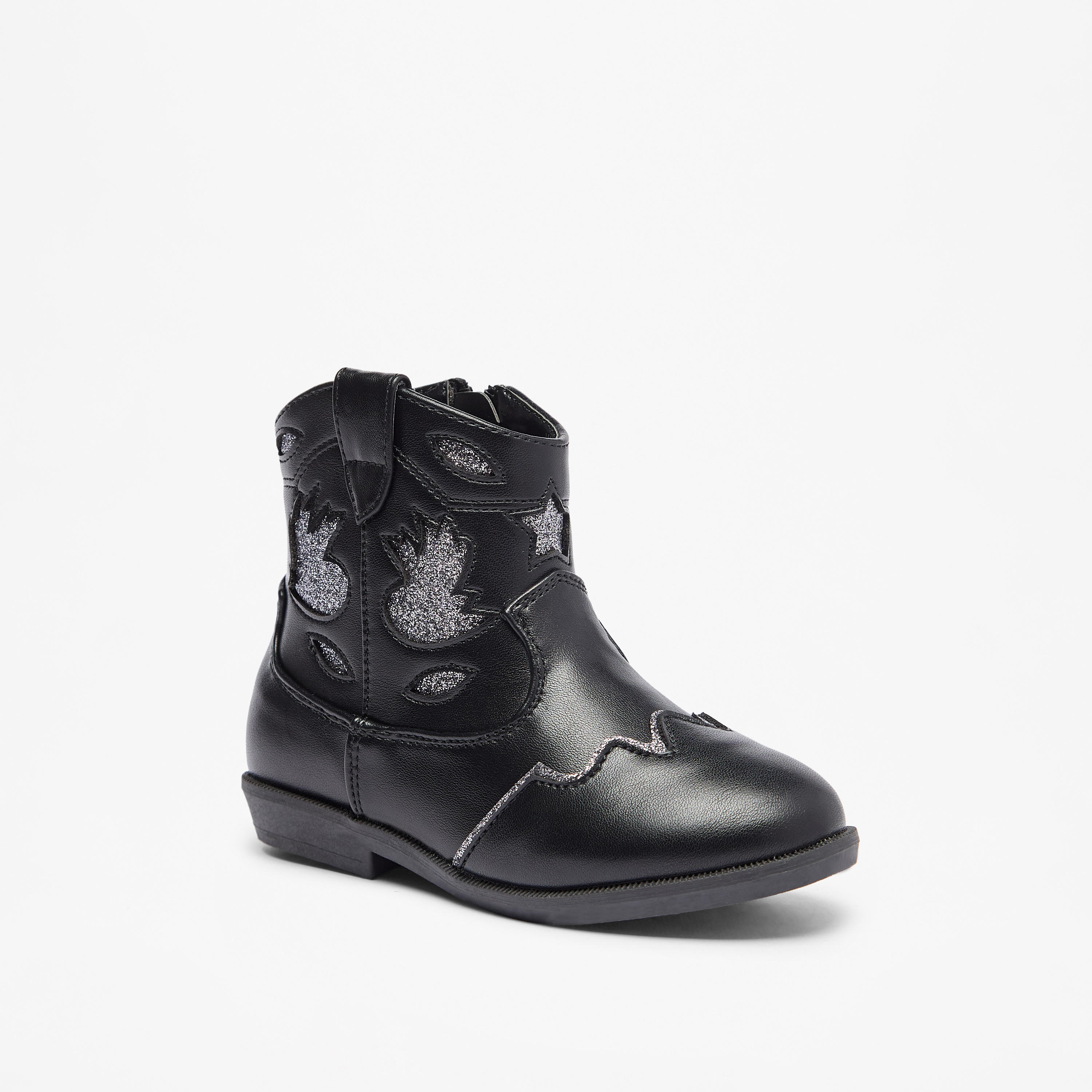 Flora Bella Embellished High Cut Boots with Zip Closure-girls-shoes-boots-image-1