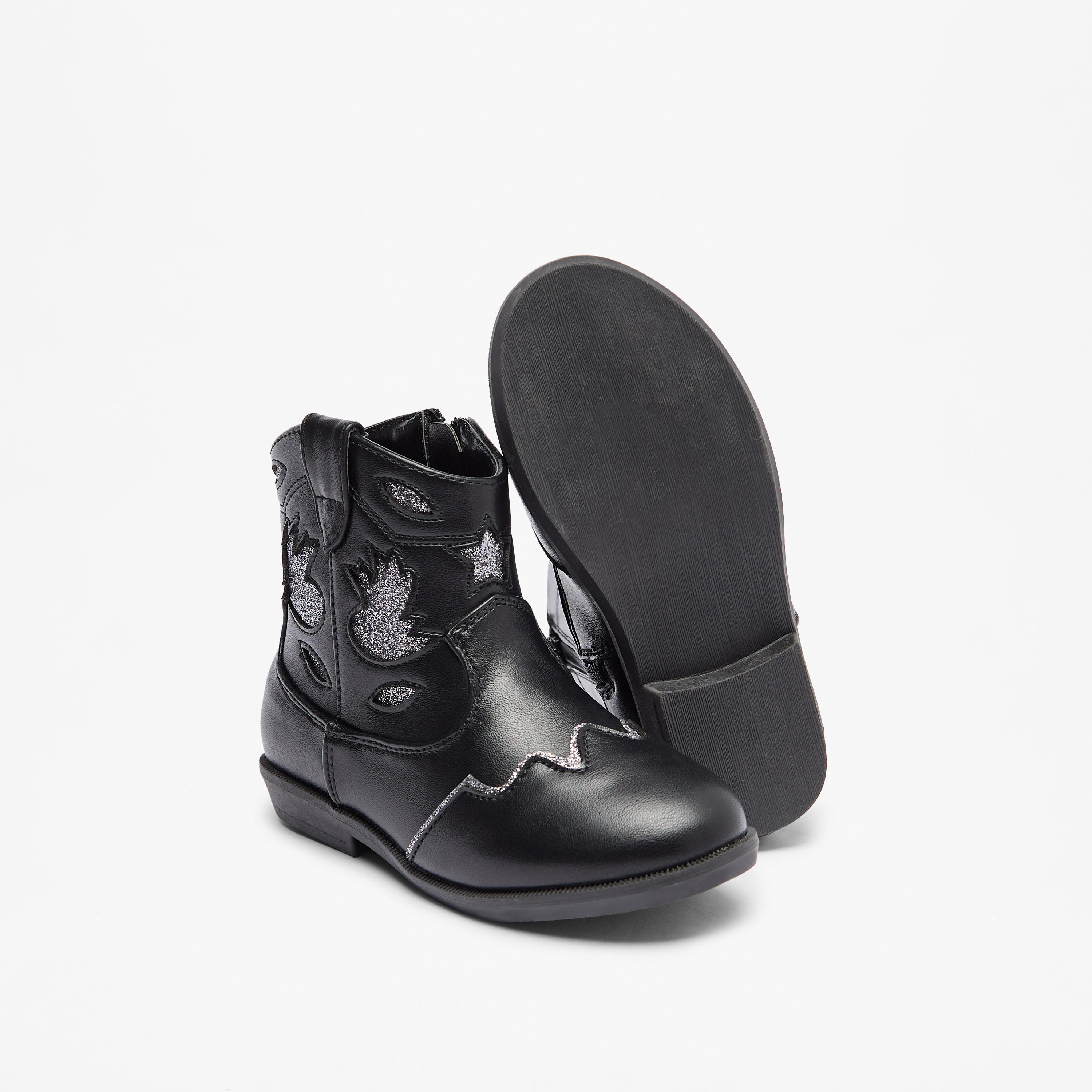 Flora Bella Embellished High Cut Boots with Zip Closure-girls-shoes-boots-image-6
