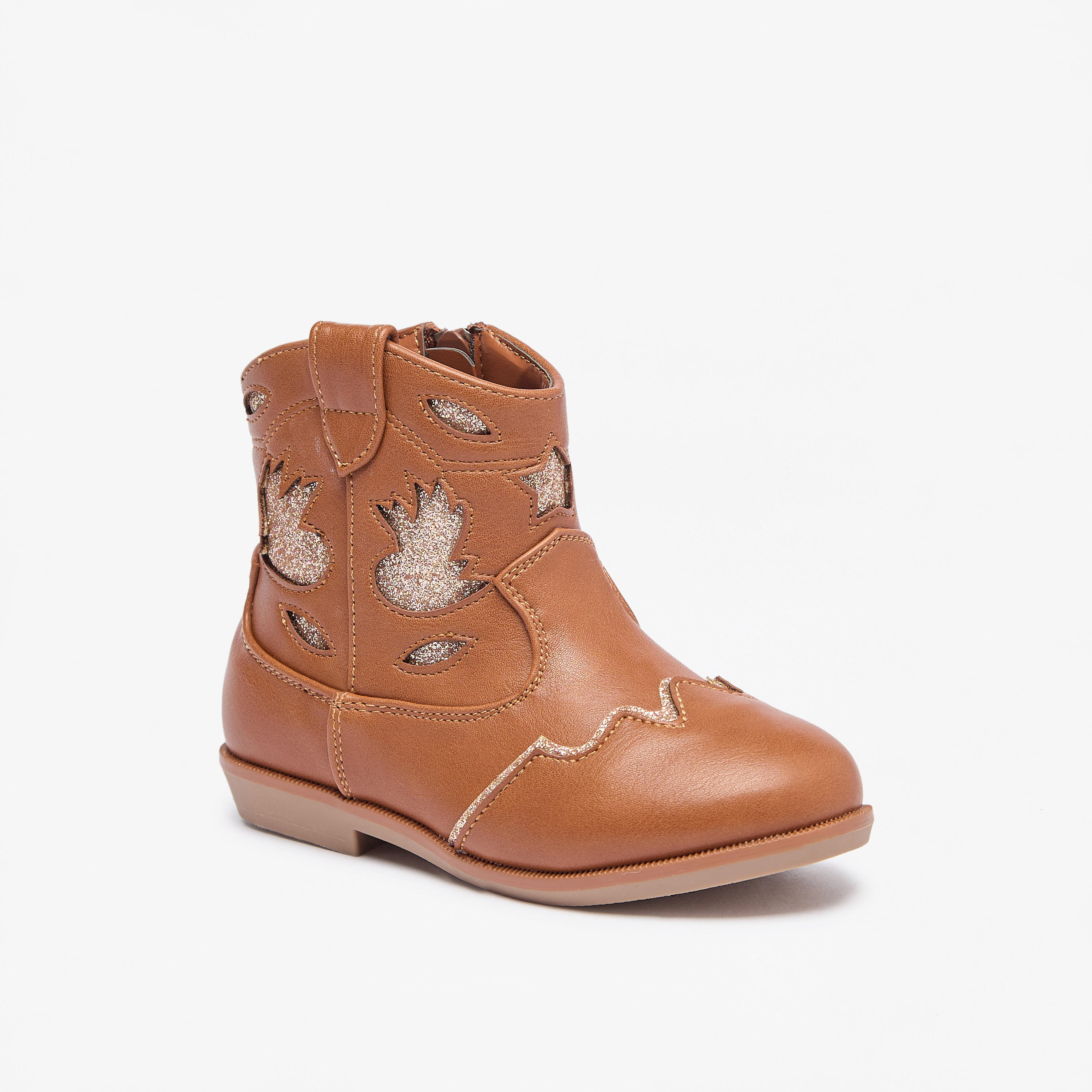 Flora Bella Embellished High Cut Boots with Zip Closure-girls-shoes-boots-image-7