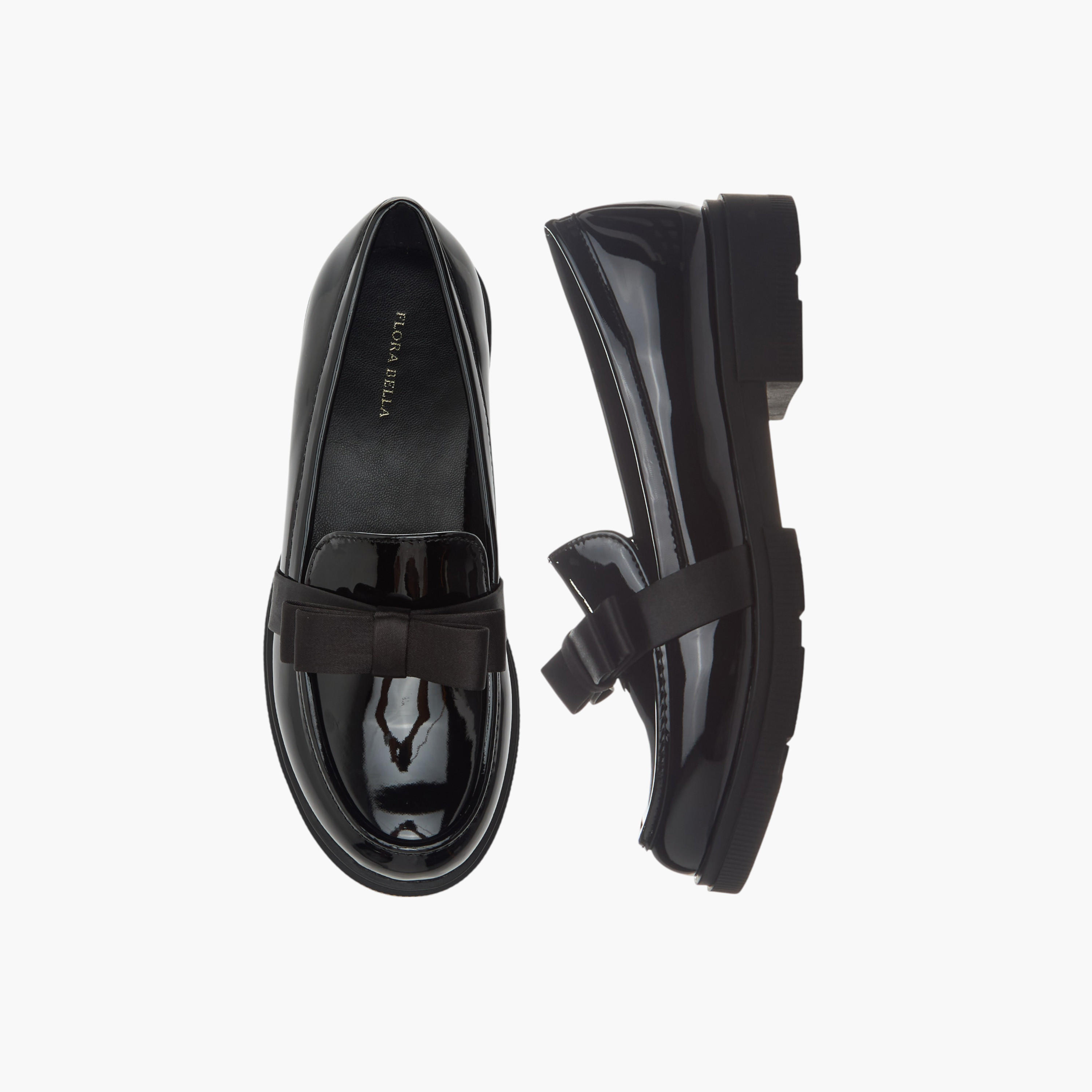 Flora Bella Solid Slip-On School Shoes with Bow Accent-girls-shoes-schoolshoes-image-1