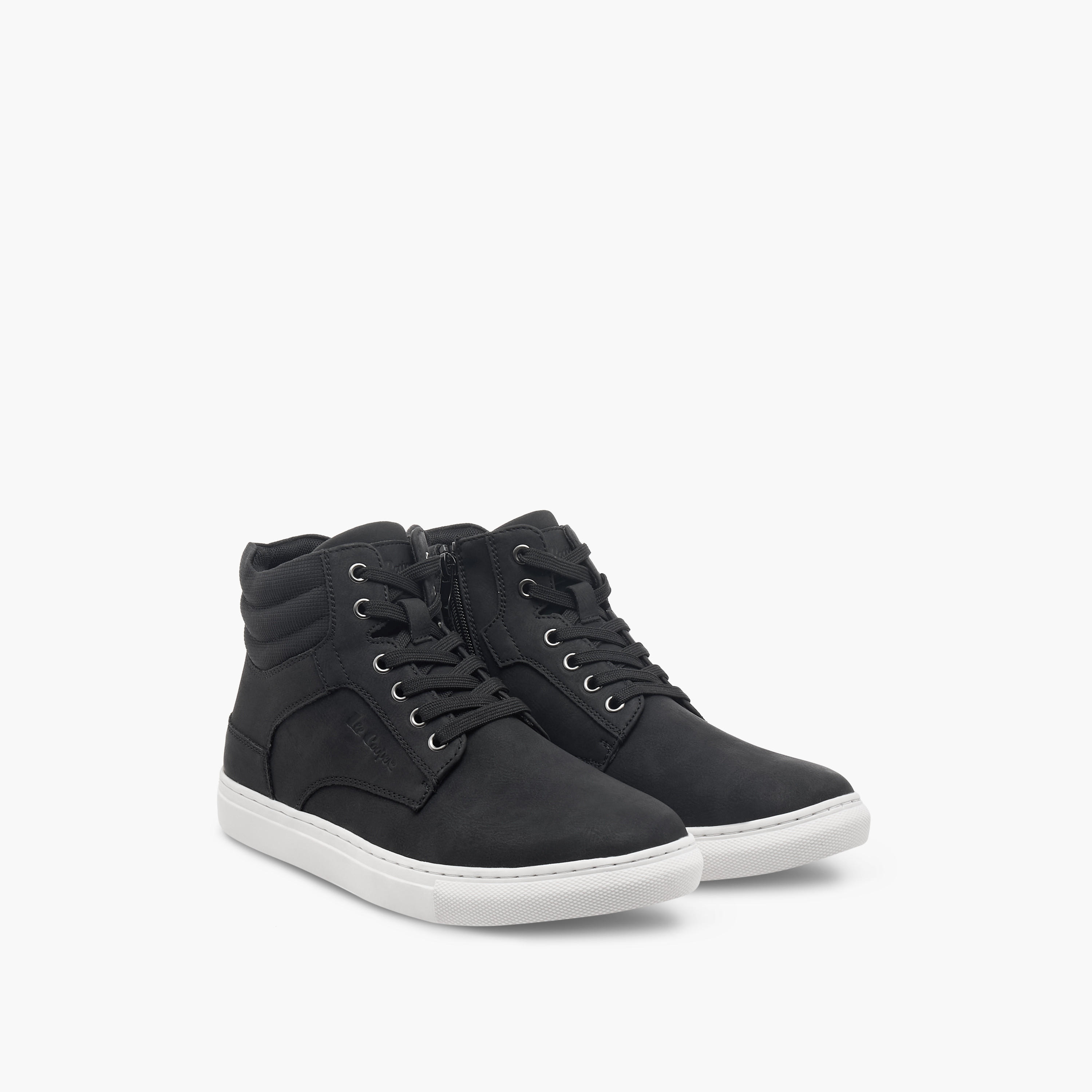Lee Cooper Men's Solid Sneakers with Zip Closure-men-shoes-sneakers-image-1