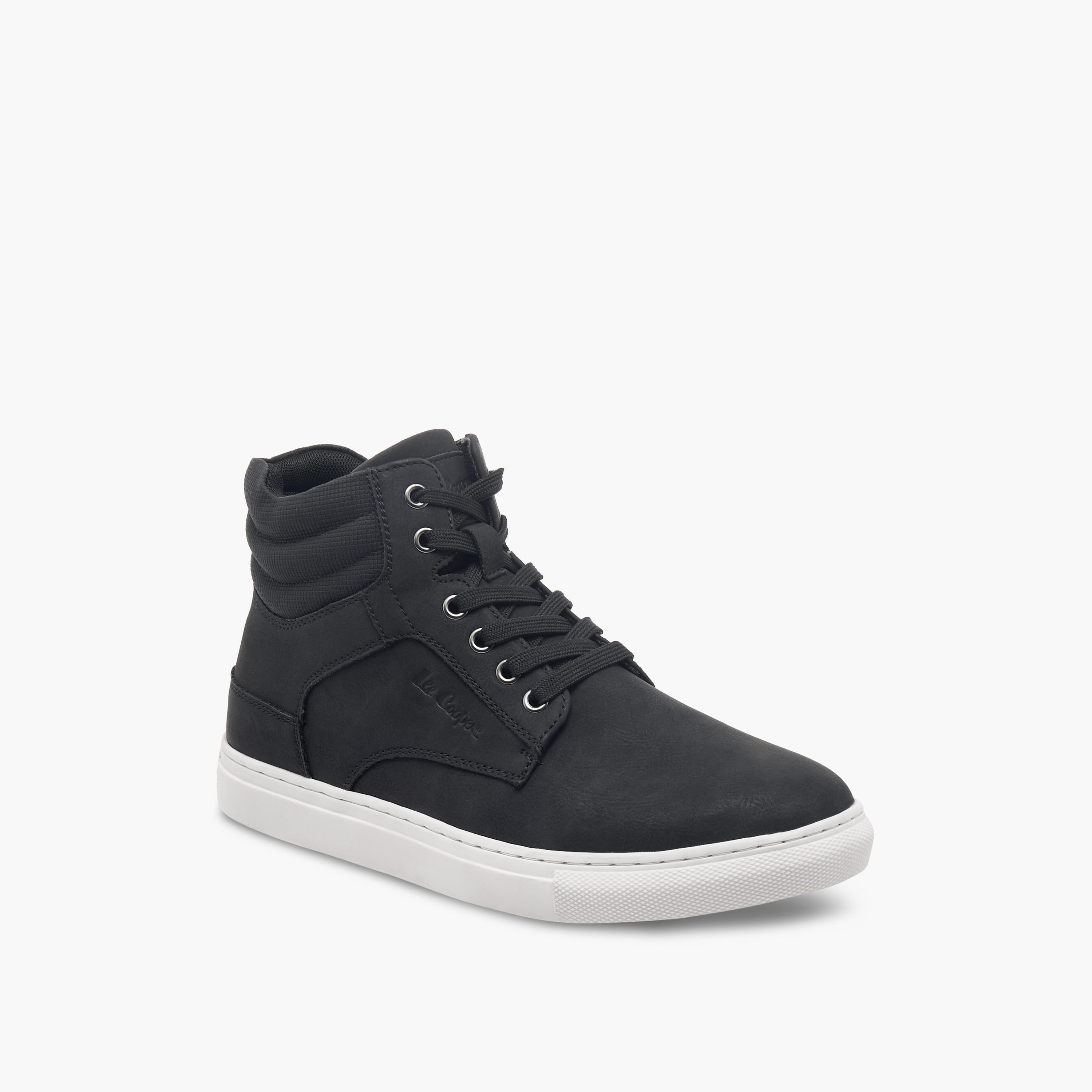 Lee Cooper Men's Solid Sneakers with Zip Closure-men-shoes-sneakers-image-2