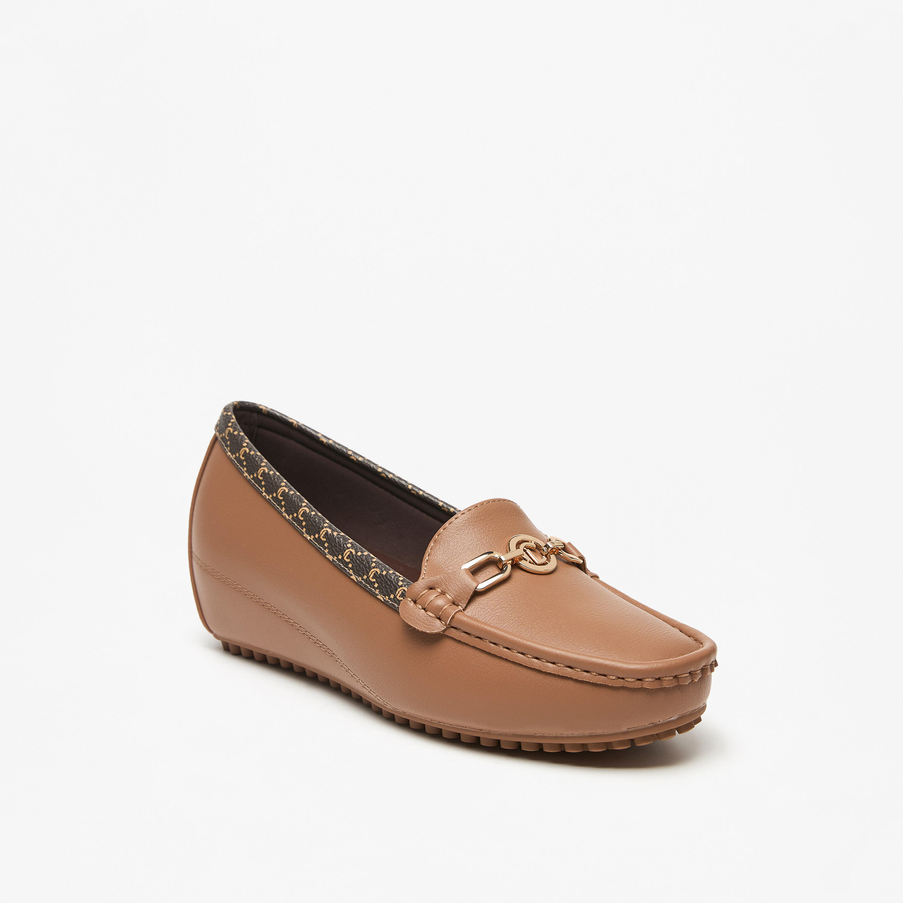 Le Confort Metal Accent Slip-On Loafers with Wedge Heels-women-shoes-loafersandmoccasins-image-1