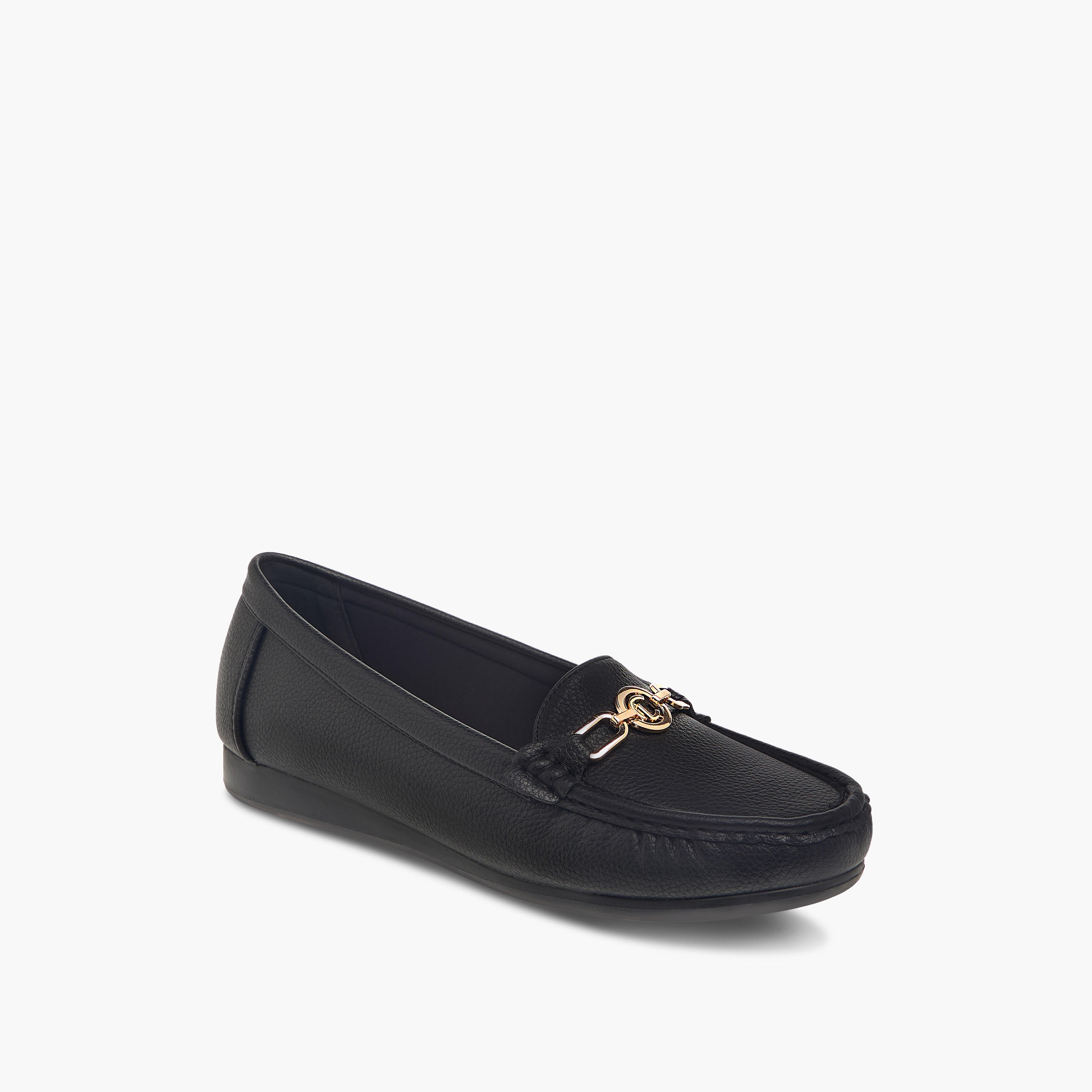Le Confort Textured Slip-On Loafers with Metallic Accent-women-shoes-flats-loafers-image-2