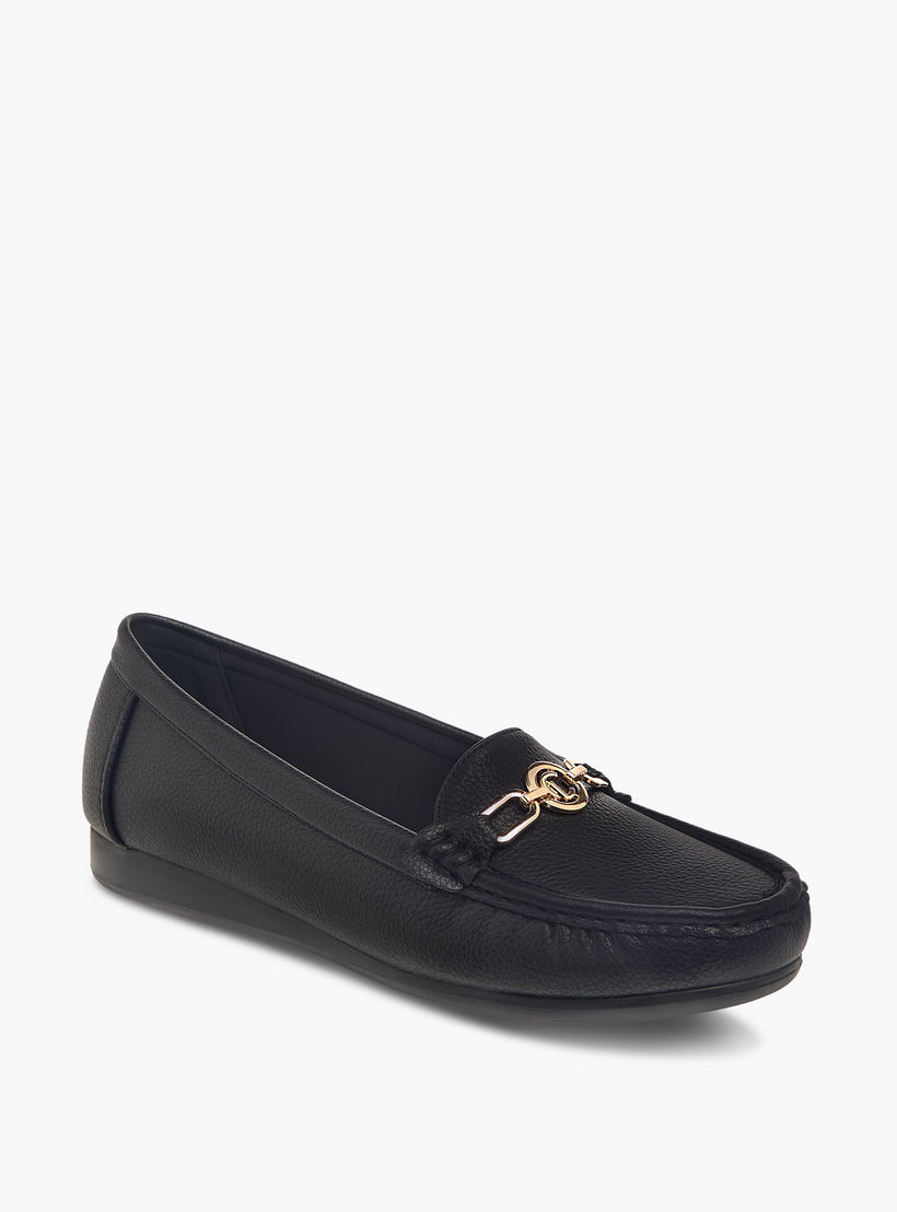 Le Confort Textured Slip-On Loafers with Metallic Accent-women-shoes-flats-loafers-image-2