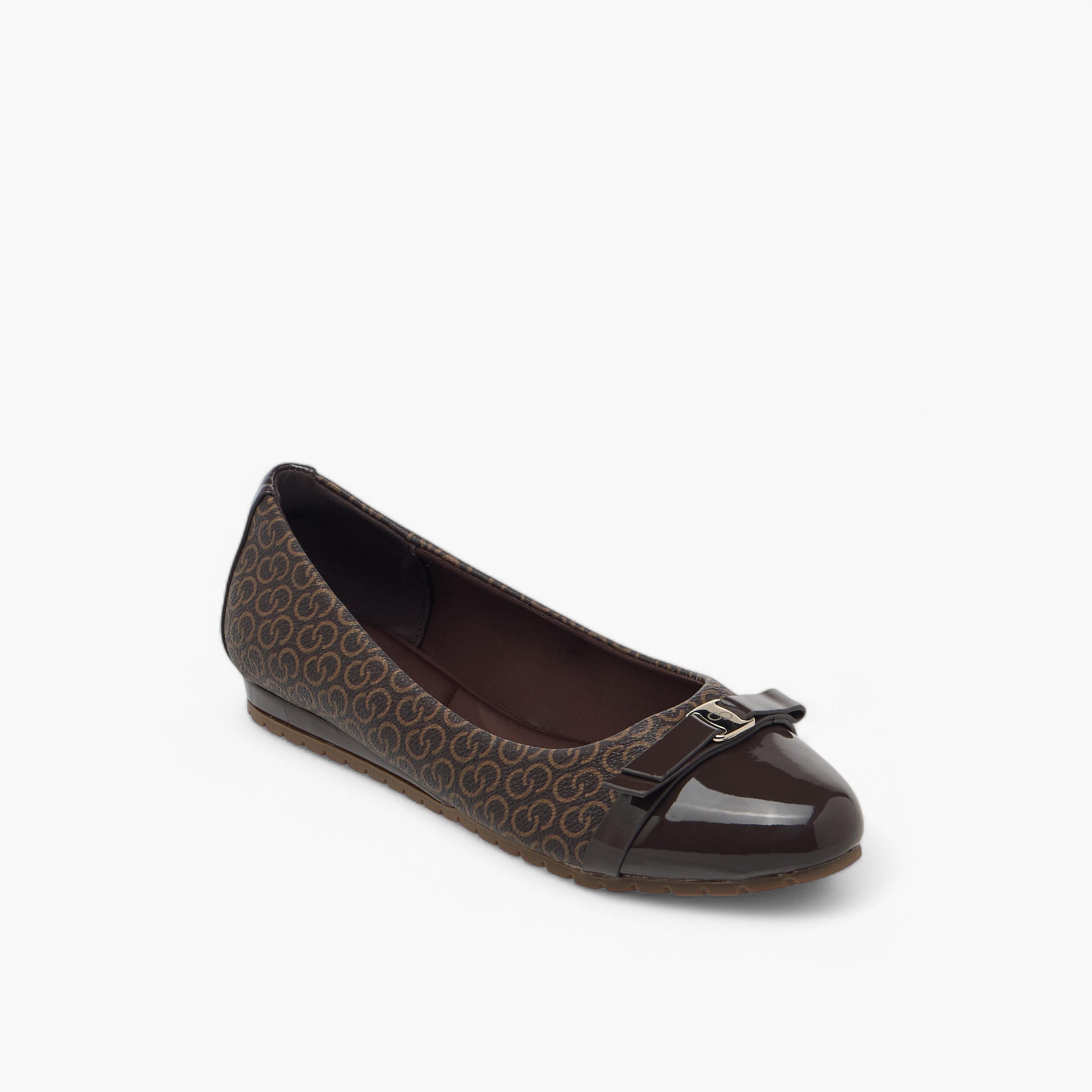 Celeste Women's Monogram Print Slip-On Ballerina Shoes with Metal Accent-women-shoes-flats-ballerinas-image-2