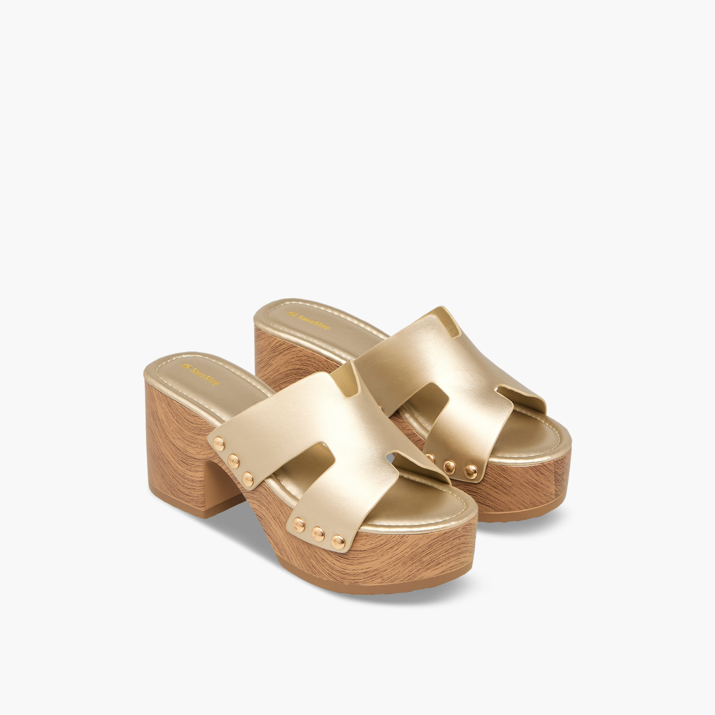 Surestep Women Lightweight Stud Embellished Metallic Platform Heel Sandals-women-shoes-sandals-heeled-image-1