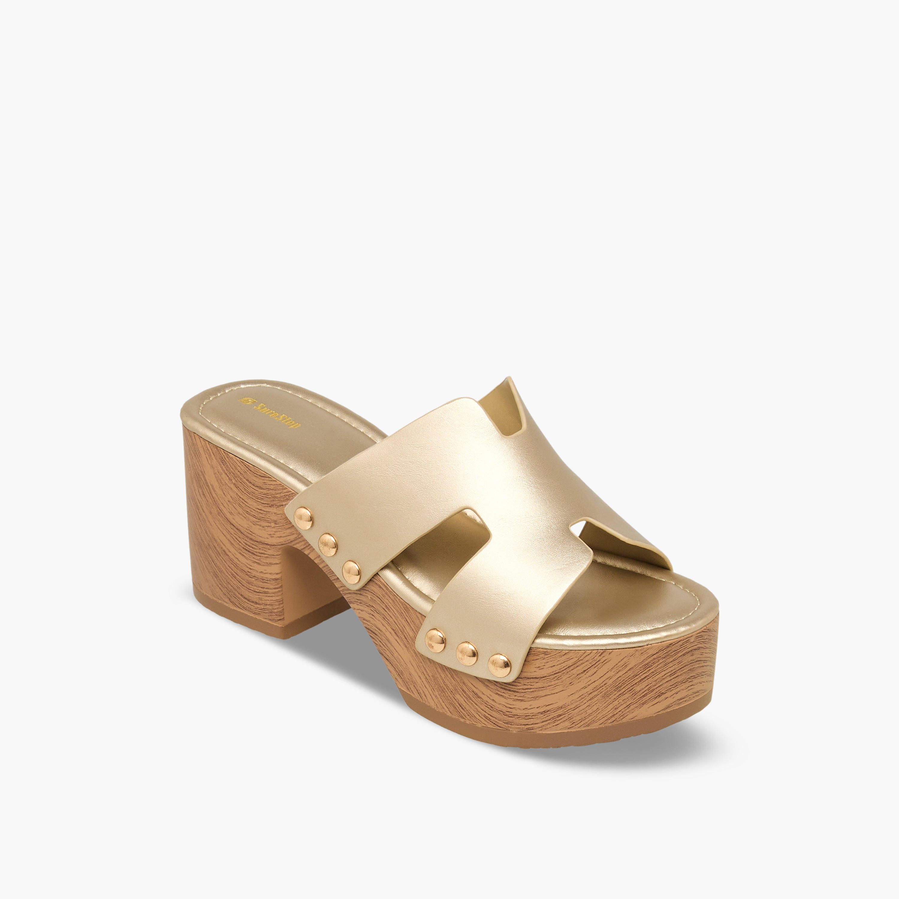 Surestep Women Lightweight Stud Embellished Metallic Platform Heel Sandals-women-shoes-sandals-heeled-image-2