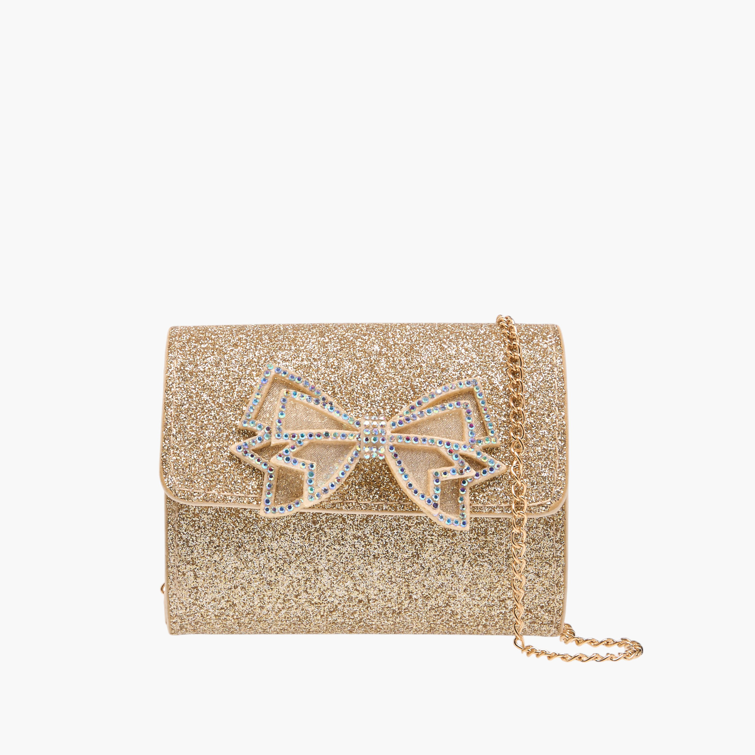 Flora Bella Bow Detail Embellished Sling Bag with Magnetic Closure-girls-accessories-bags-image-1