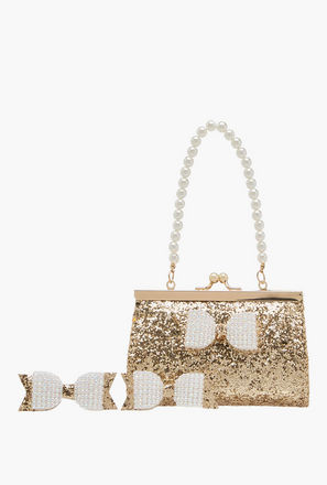 Flora Bella 3-Piece Bow Embellished Handbag and Hairclip Set-girls-accessories-image-1