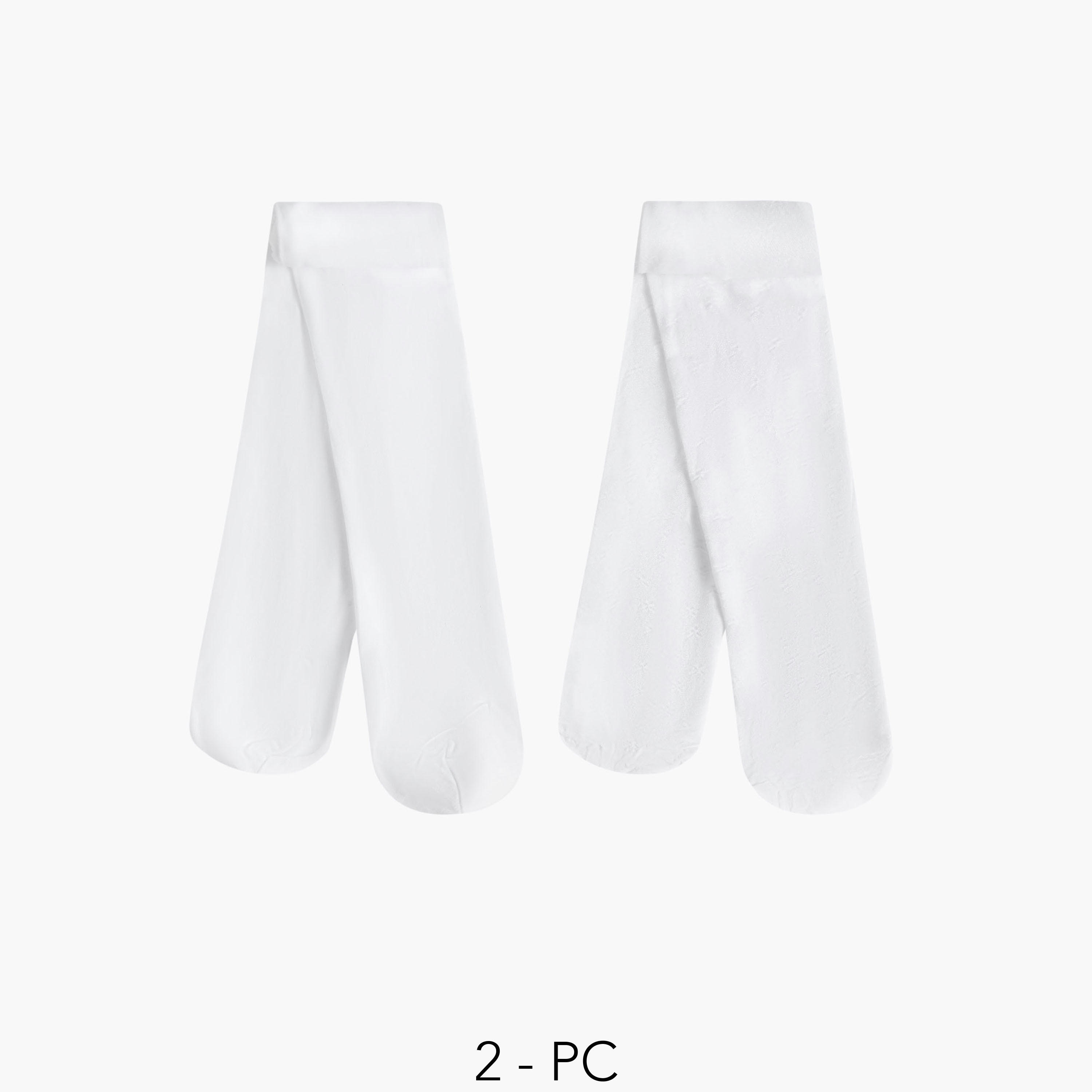 Pack of 2 Celeste Girls Tights with Elasticated Waistband-girls-accessories-socks-image-1