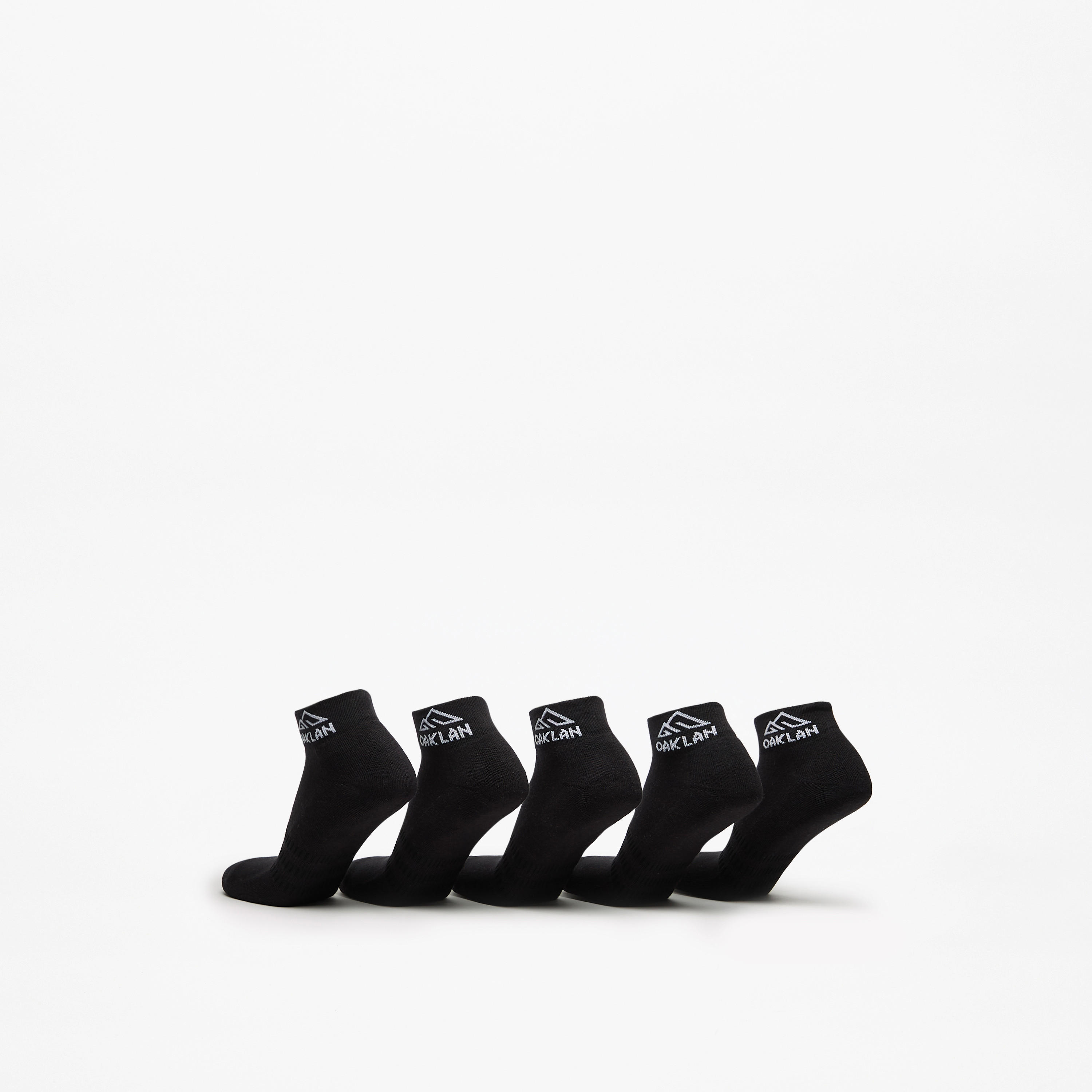 OAKLAN Logo Print Ankle Length Cushioned Sports Socks - Set of 5-men-socks-image-3