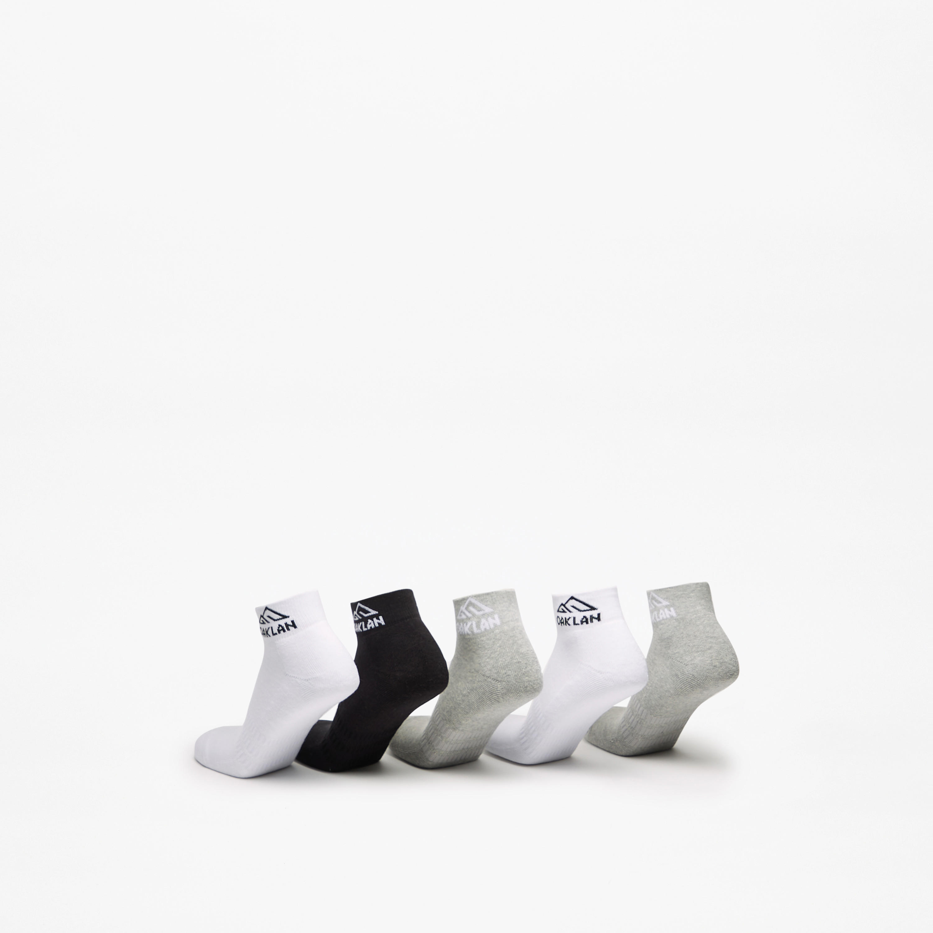 OAKLAN Logo Print Ankle Length Cushioned Sports Socks - Set of 5-men-socks-image-3