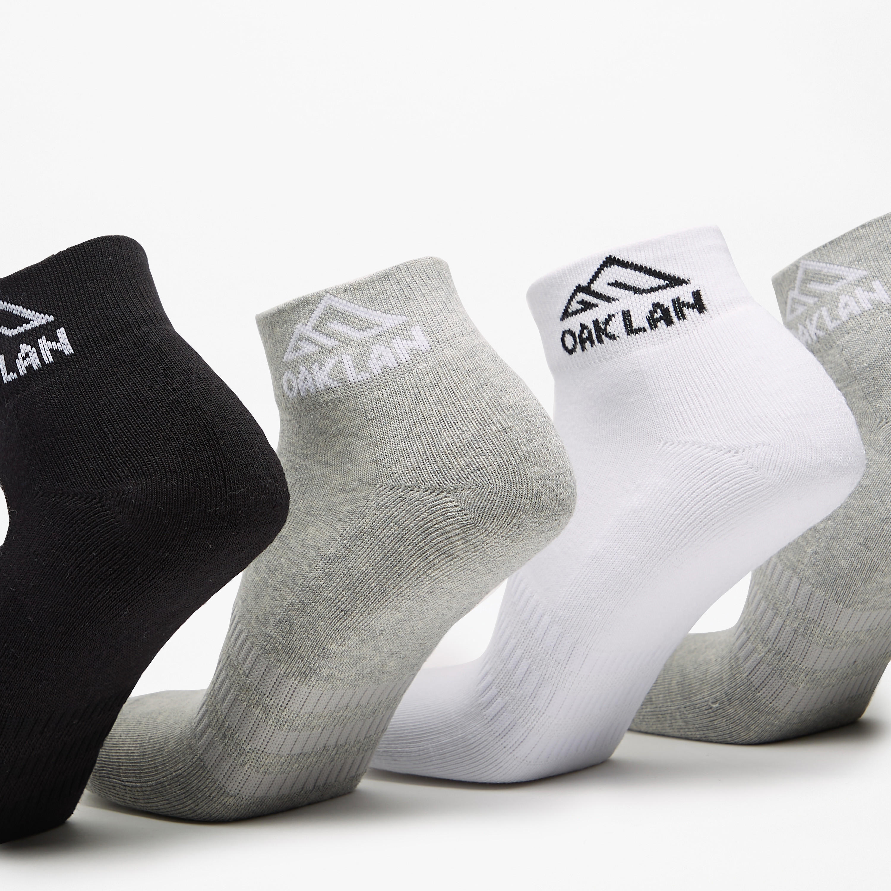 OAKLAN Logo Print Ankle Length Cushioned Sports Socks - Set of 5-men-socks-image-4