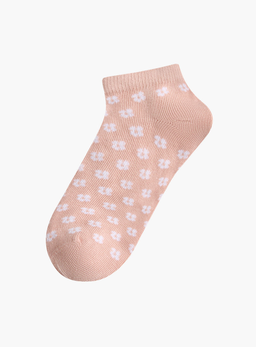 Little Missy Floral Print Ankle Length Socks - Set of 5-girls-accessories-socks-image-2