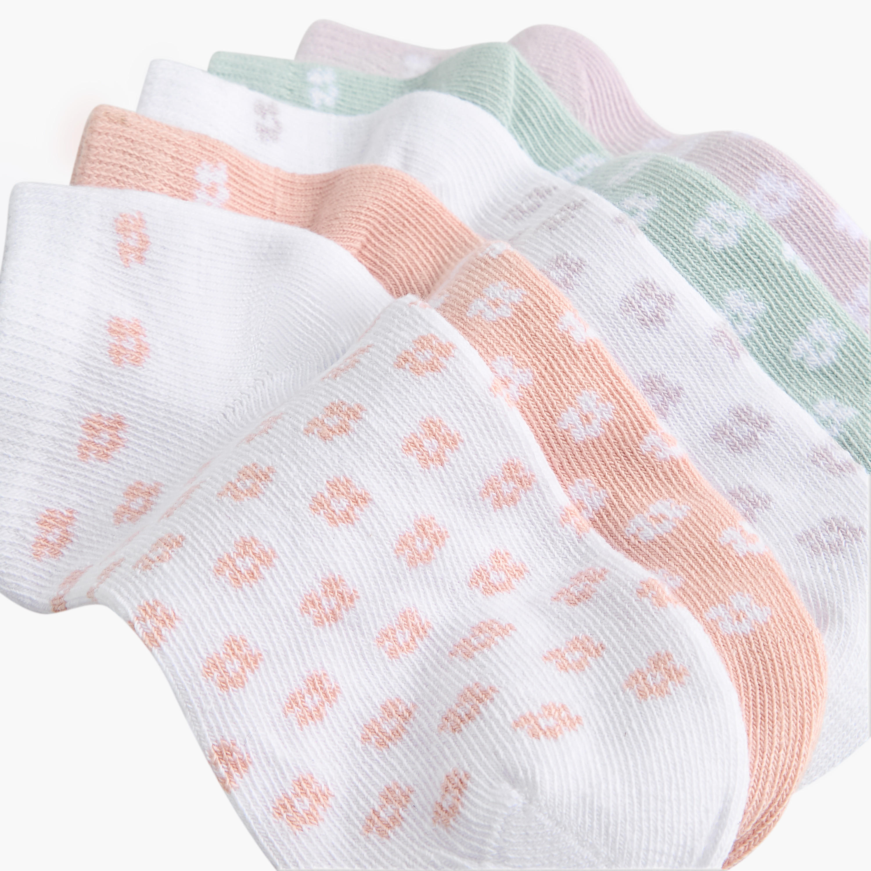Little Missy Floral Print Ankle Length Socks - Set of 5-girls-accessories-socks-image-4