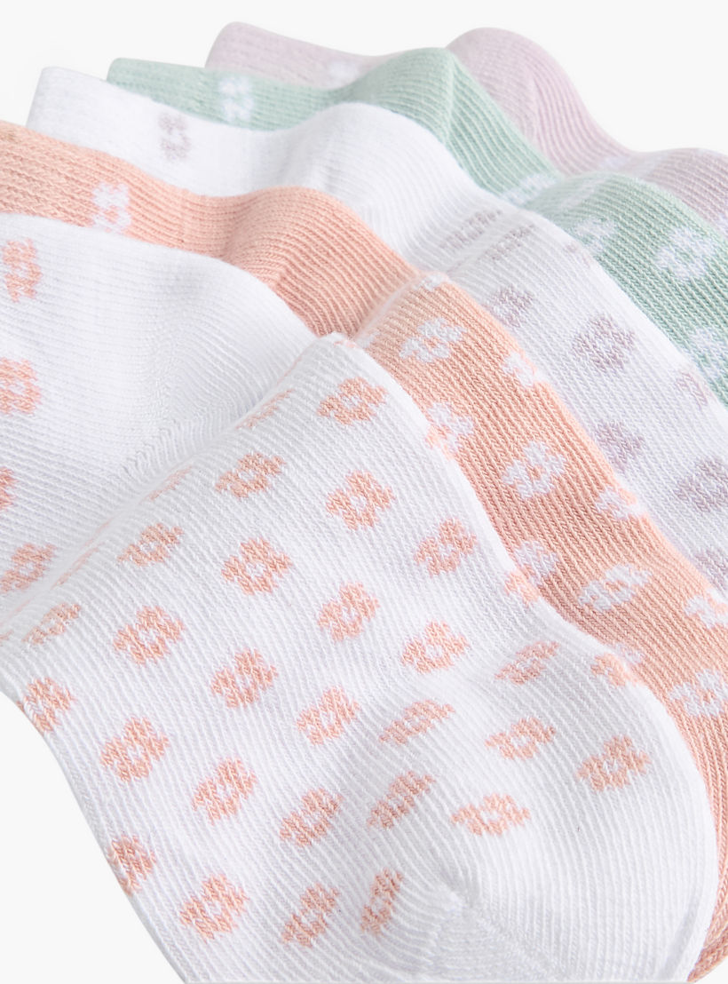 Little Missy Floral Print Ankle Length Socks - Set of 5-girls-accessories-socks-image-4