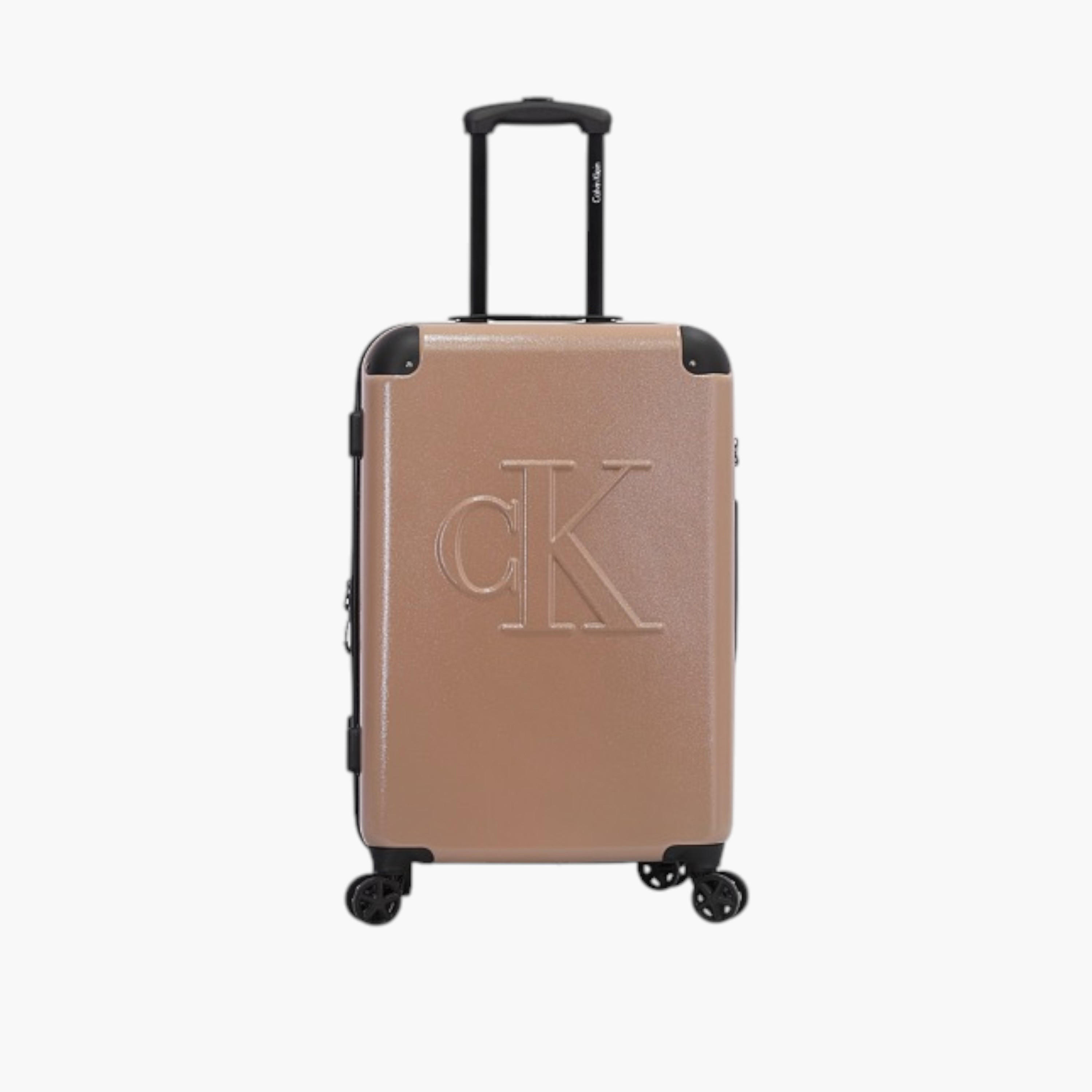 Calvin Klein Logo Embossed Hardcase Trolley Bag with Retractable Handle-travel-luggagesandbags-luggage-image-1