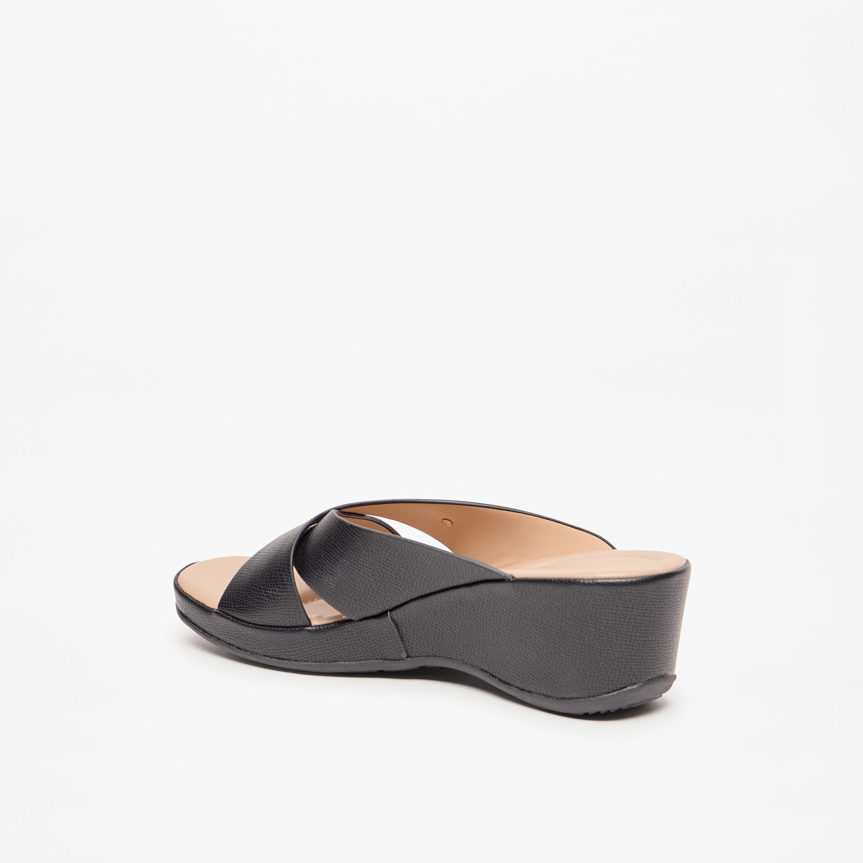 Le Confort Solid Cross Strap Slip-On Sandals with Wedge Heels-women-shoes-sandals-heeled-image-2