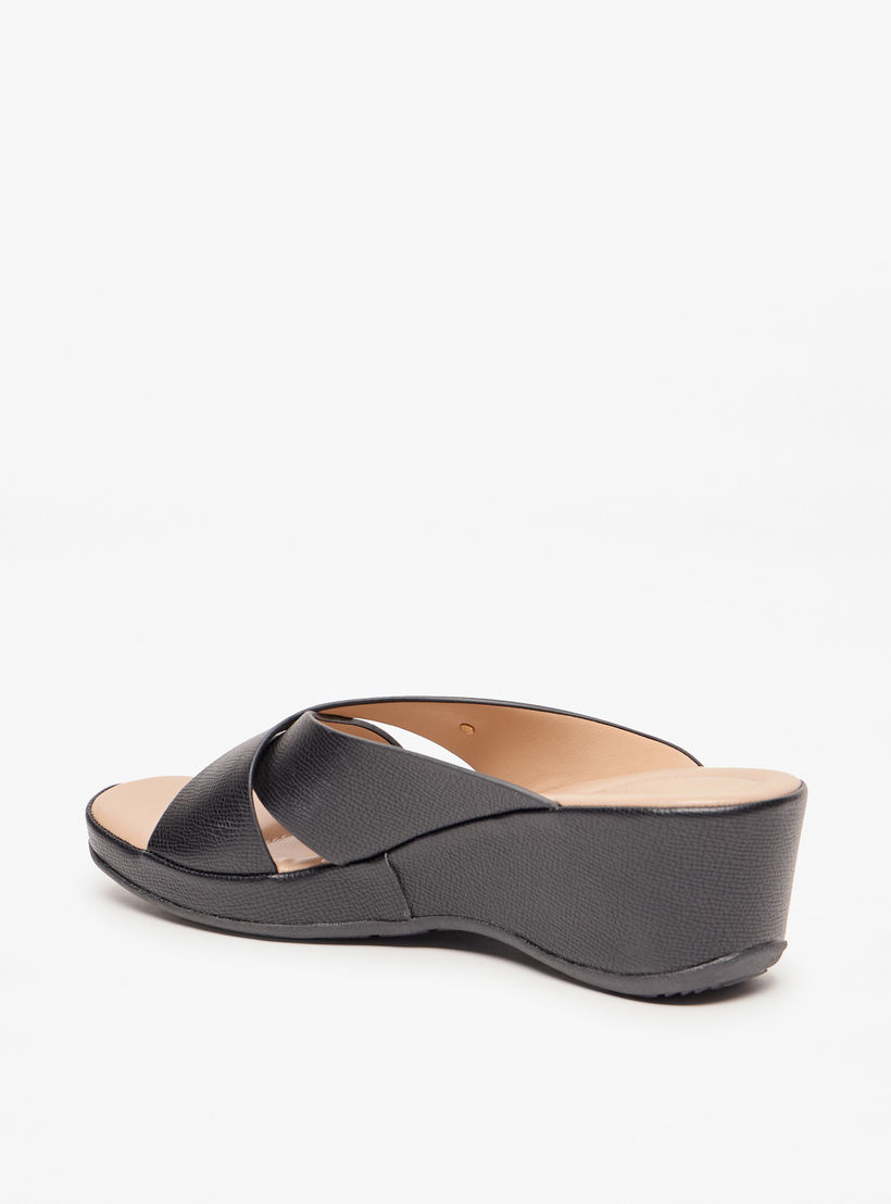 Le Confort Solid Cross Strap Slip-On Sandals with Wedge Heels-women-shoes-sandals-heeled-image-2