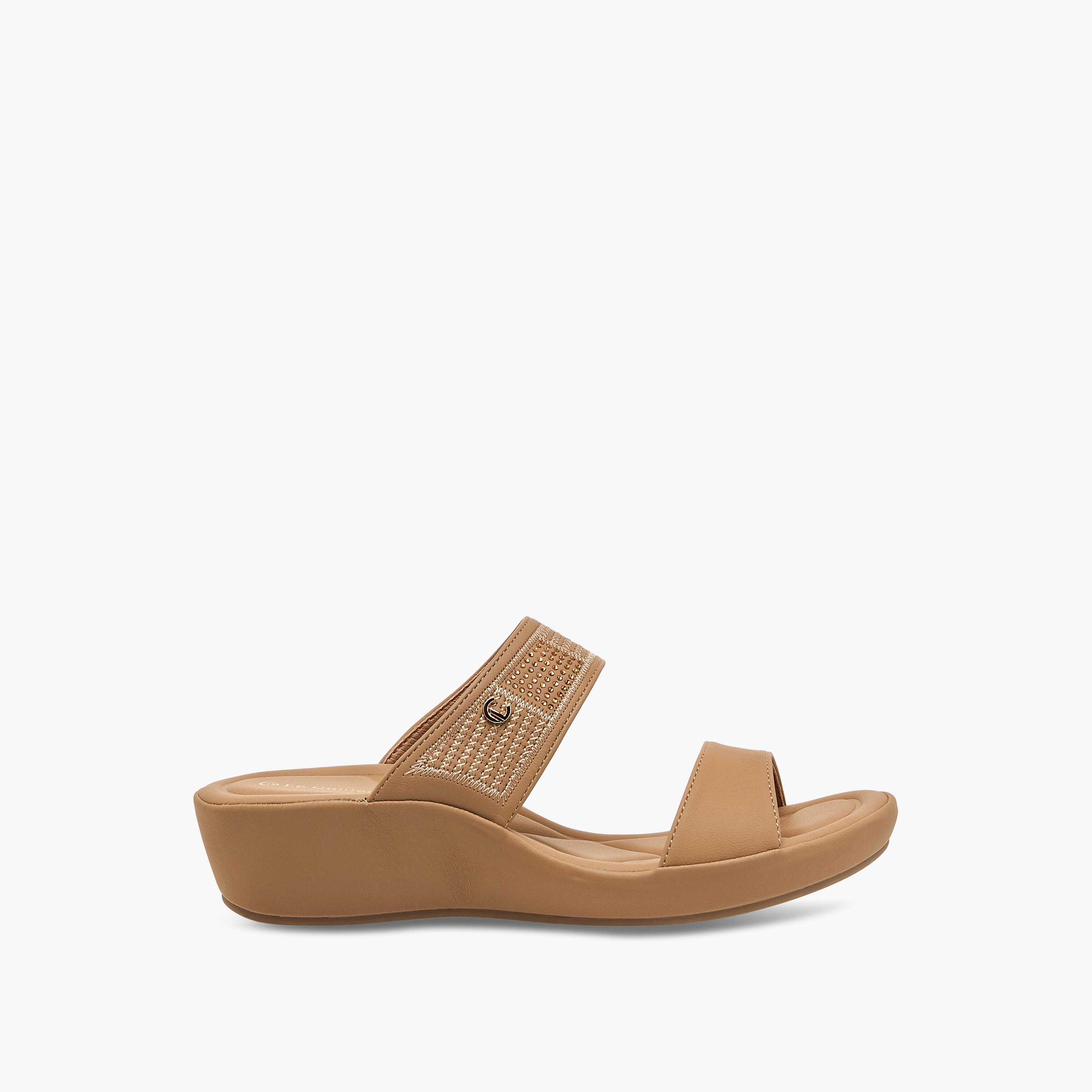 Le Confort Embellished Slip-On Comfort Sandals with Wedge Heels-women-shoes-sandals-heeled-image-3