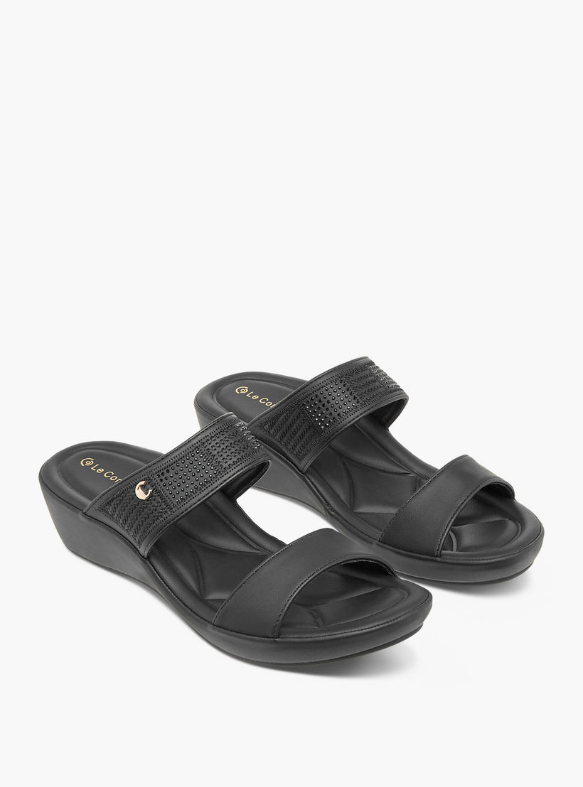 Le Confort Embellished Slip-On Comfort Sandals with Wedge Heels-women-shoes-sandals-heeled-image-1
