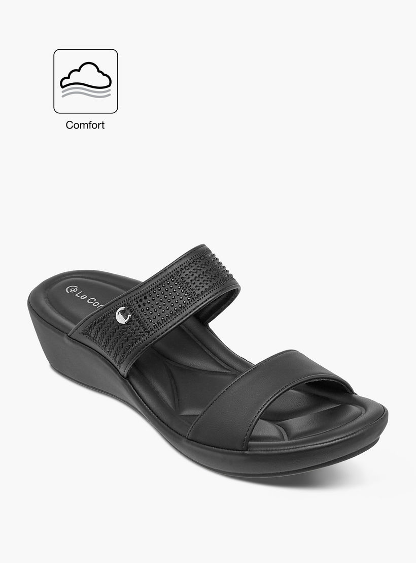 Le Confort Embellished Slip-On Comfort Sandals with Wedge Heels-women-shoes-sandals-heeled-image-2