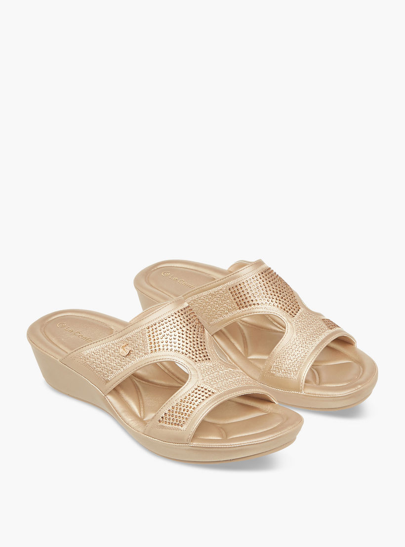 صندل مريح مزين سهل الارتداء بكعب ويدج من لو كونفورت-women-shoes-flats-sandals-image-1