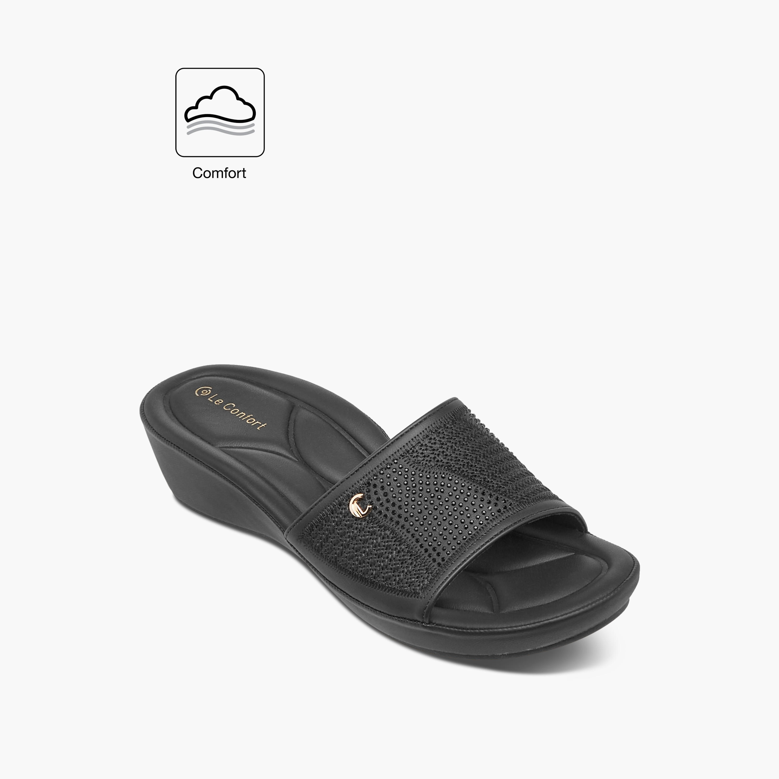 Le Confort Embellished Slip-On Comfort Sandals with Wedge Heels-women-shoes-sandals-heeled-image-2